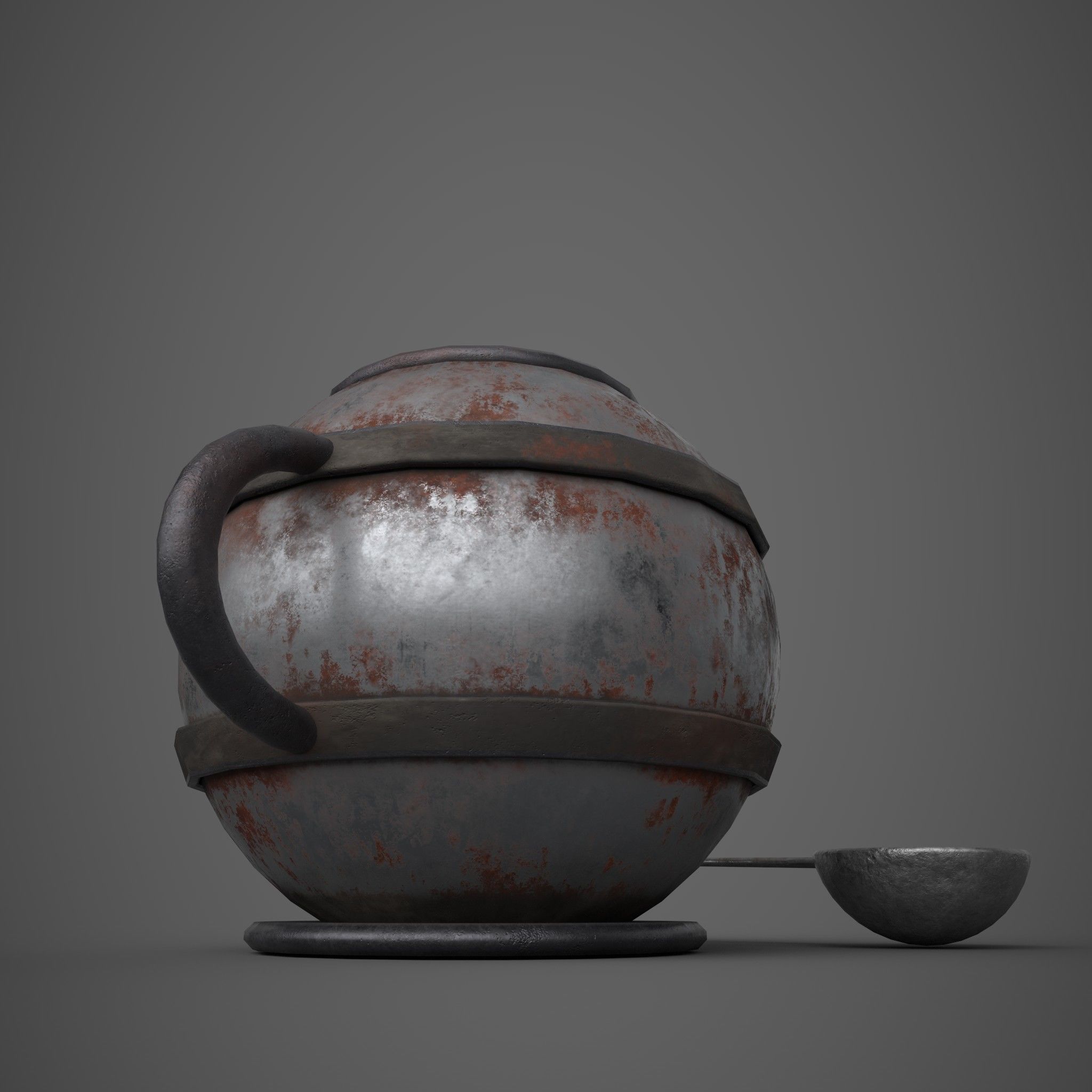 Medieval Tavern Soup pot and Spoon Free low-poly 3D model_17