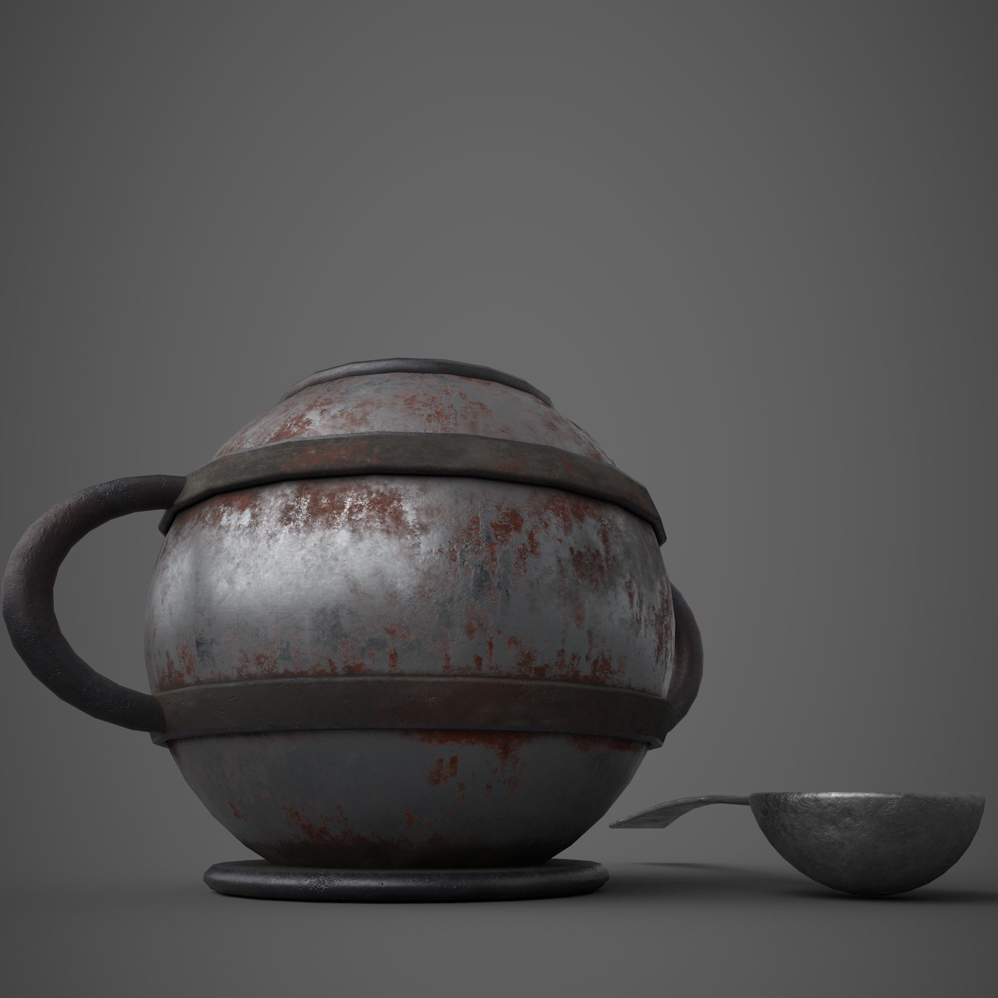 Medieval Tavern Soup pot and Spoon Free low-poly 3D model_16