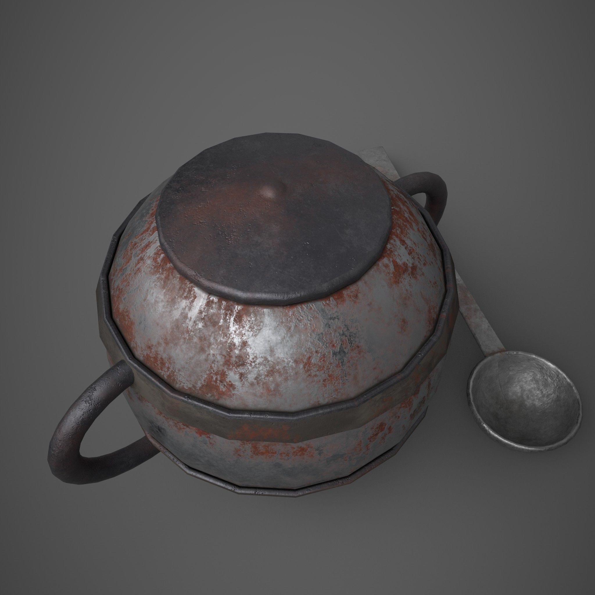 Medieval Tavern Soup pot and Spoon Free low-poly 3D model_13