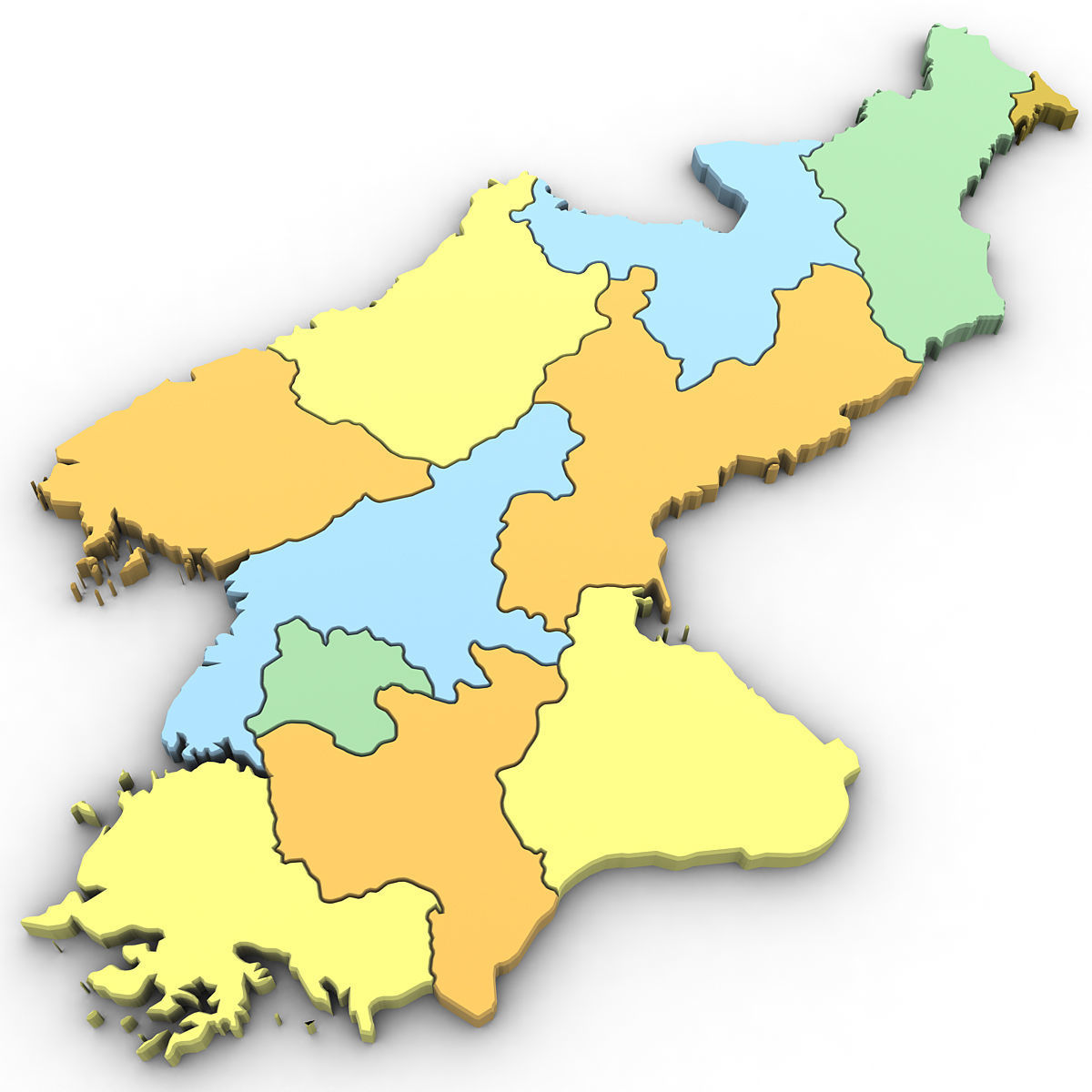 3D Political Map of North Korea 3D model_1
