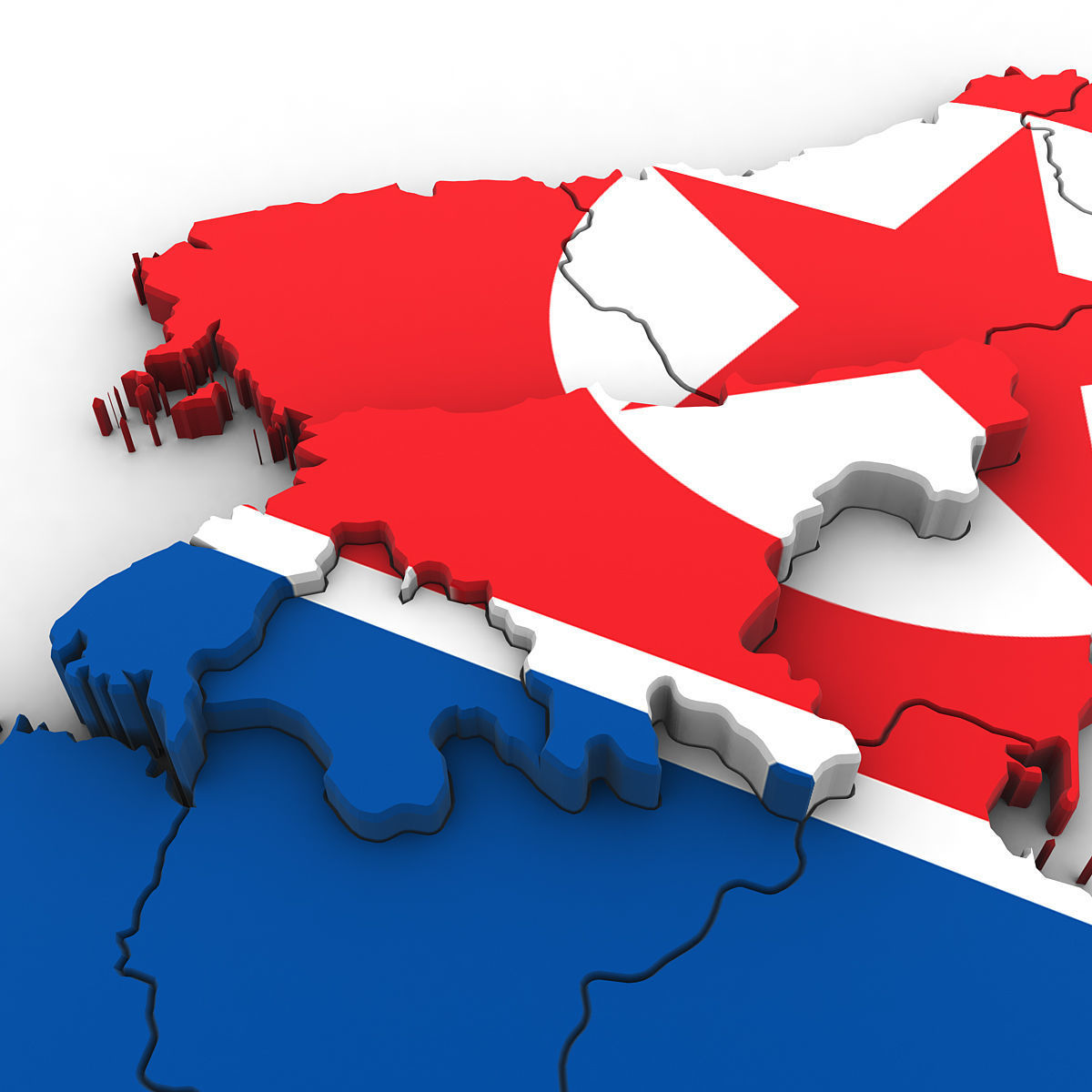 3D Political Map of North Korea 3D model_4