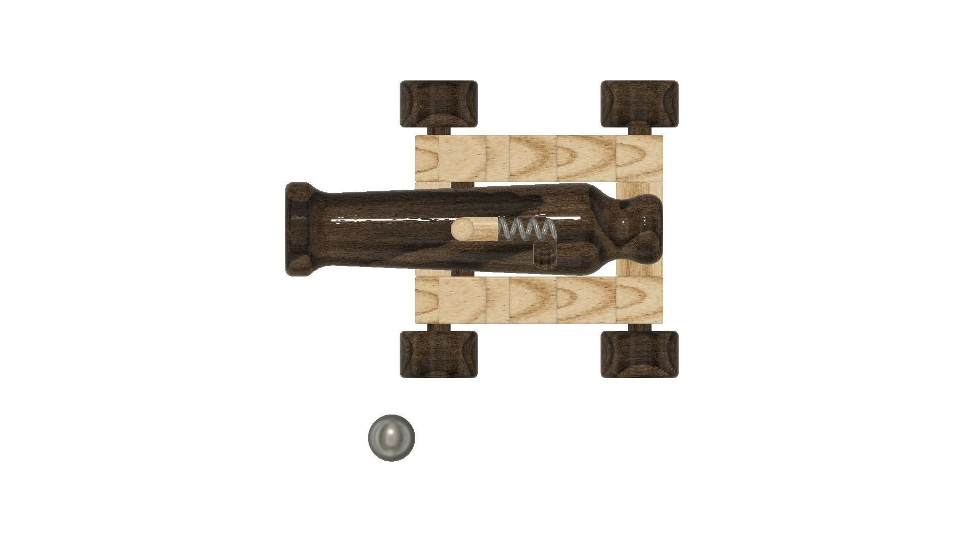 Wood Cannon Toy 3D print model_4