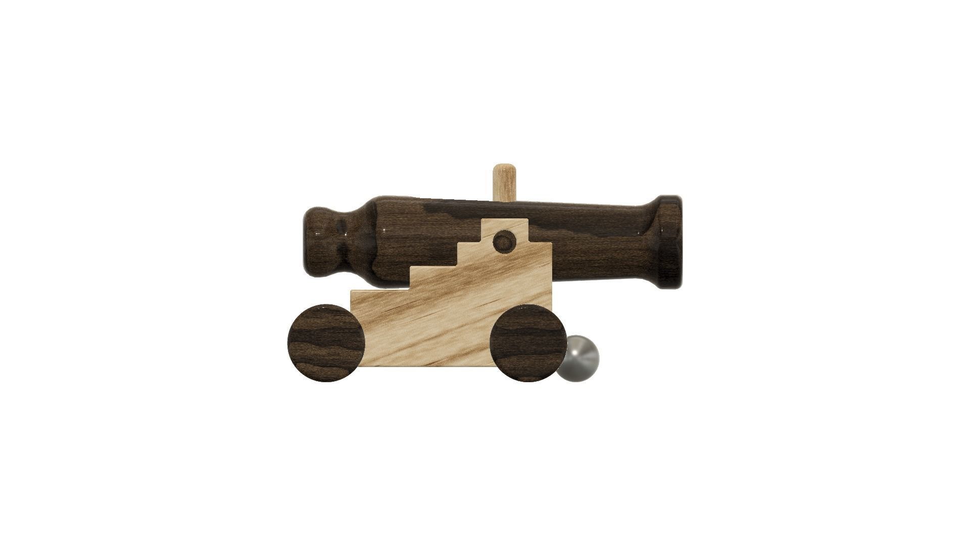 Wood Cannon Toy 3D print model_3