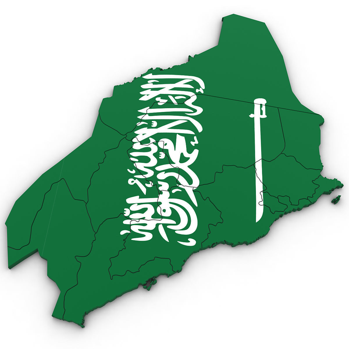 3D Political Map of Saudi Arabia 3D model_2