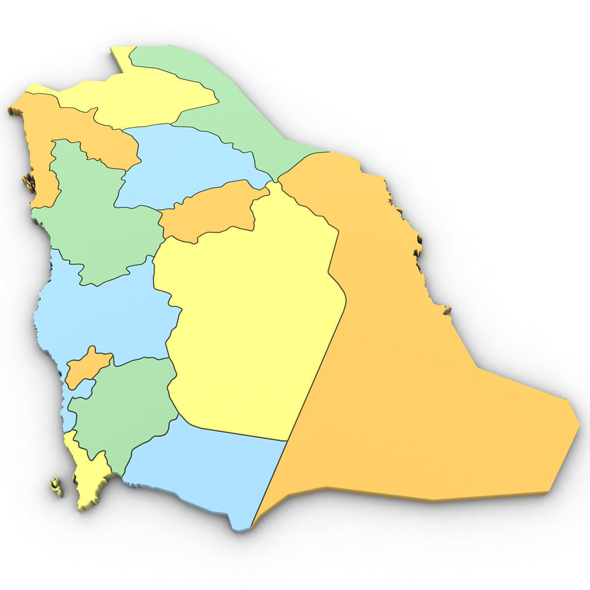 3D Political Map of Saudi Arabia 3D model_1