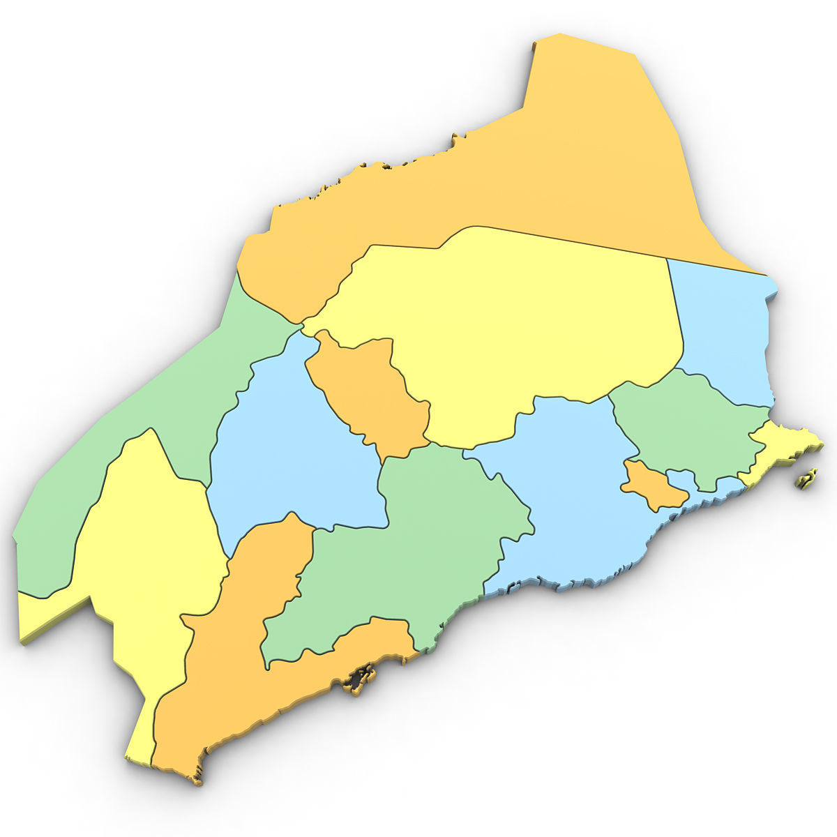3D Political Map of Saudi Arabia 3D model_3