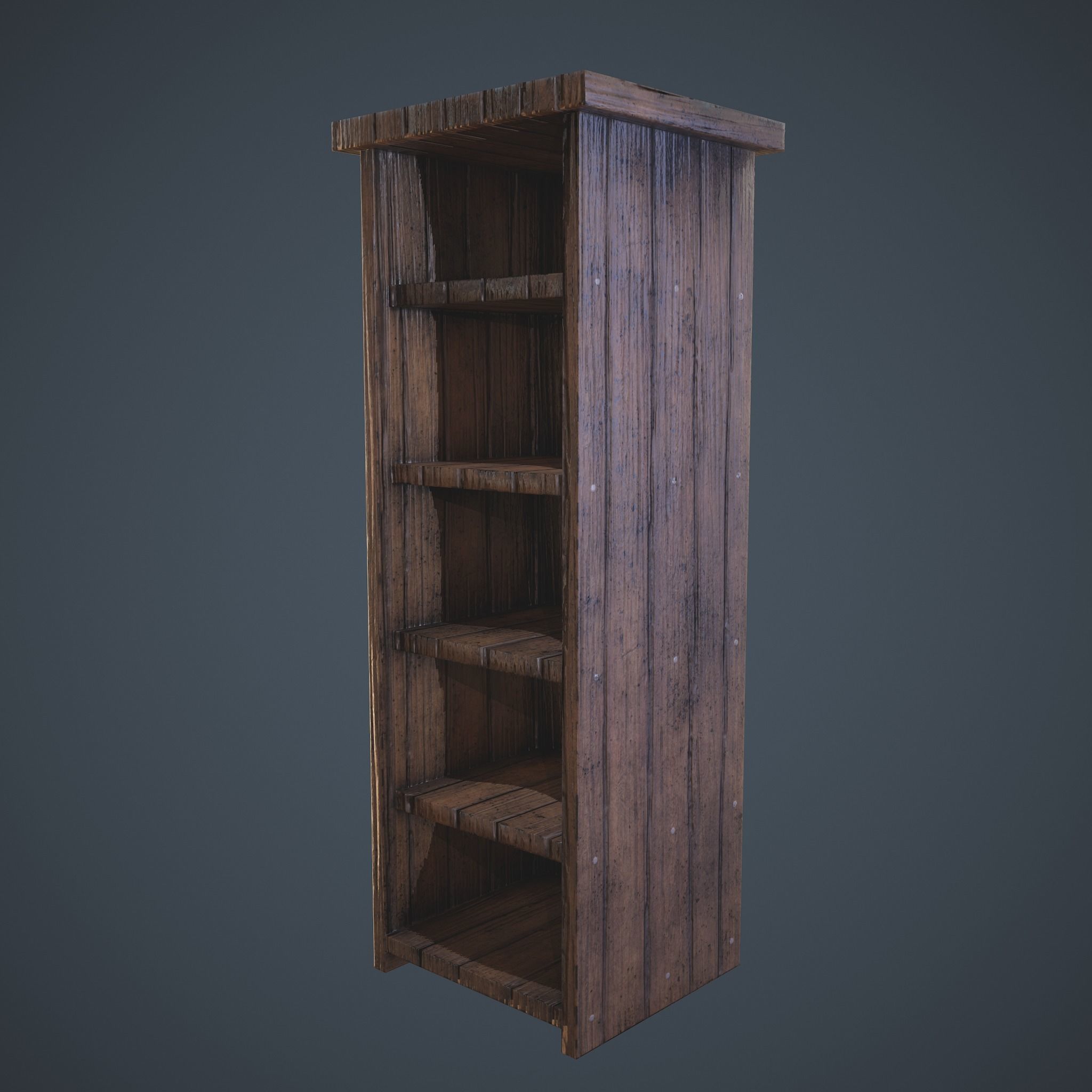 Medieval Tall Shelf Low-poly 3D model_9