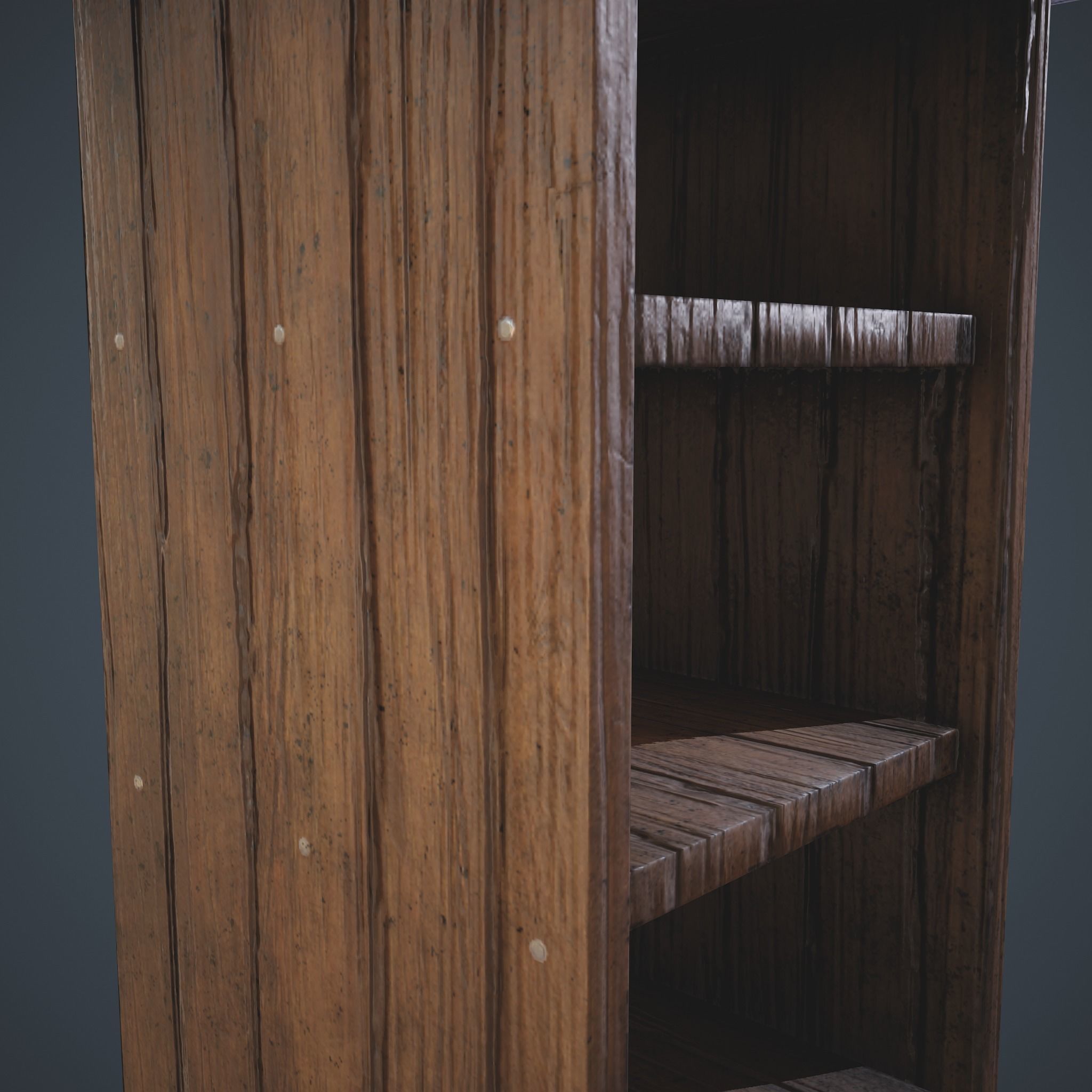 Medieval Tall Shelf Low-poly 3D model_17
