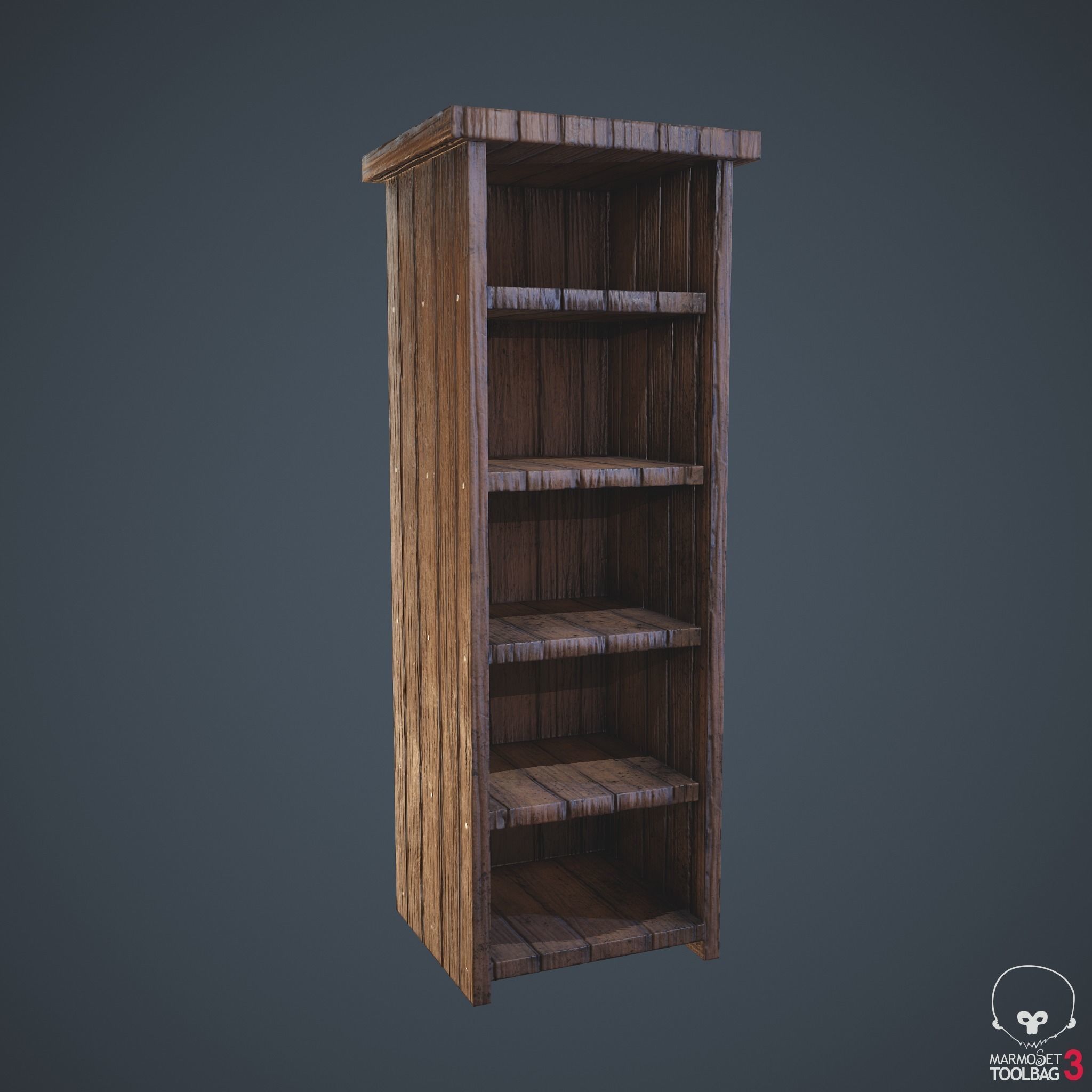 Medieval Tall Shelf Low-poly 3D model_19