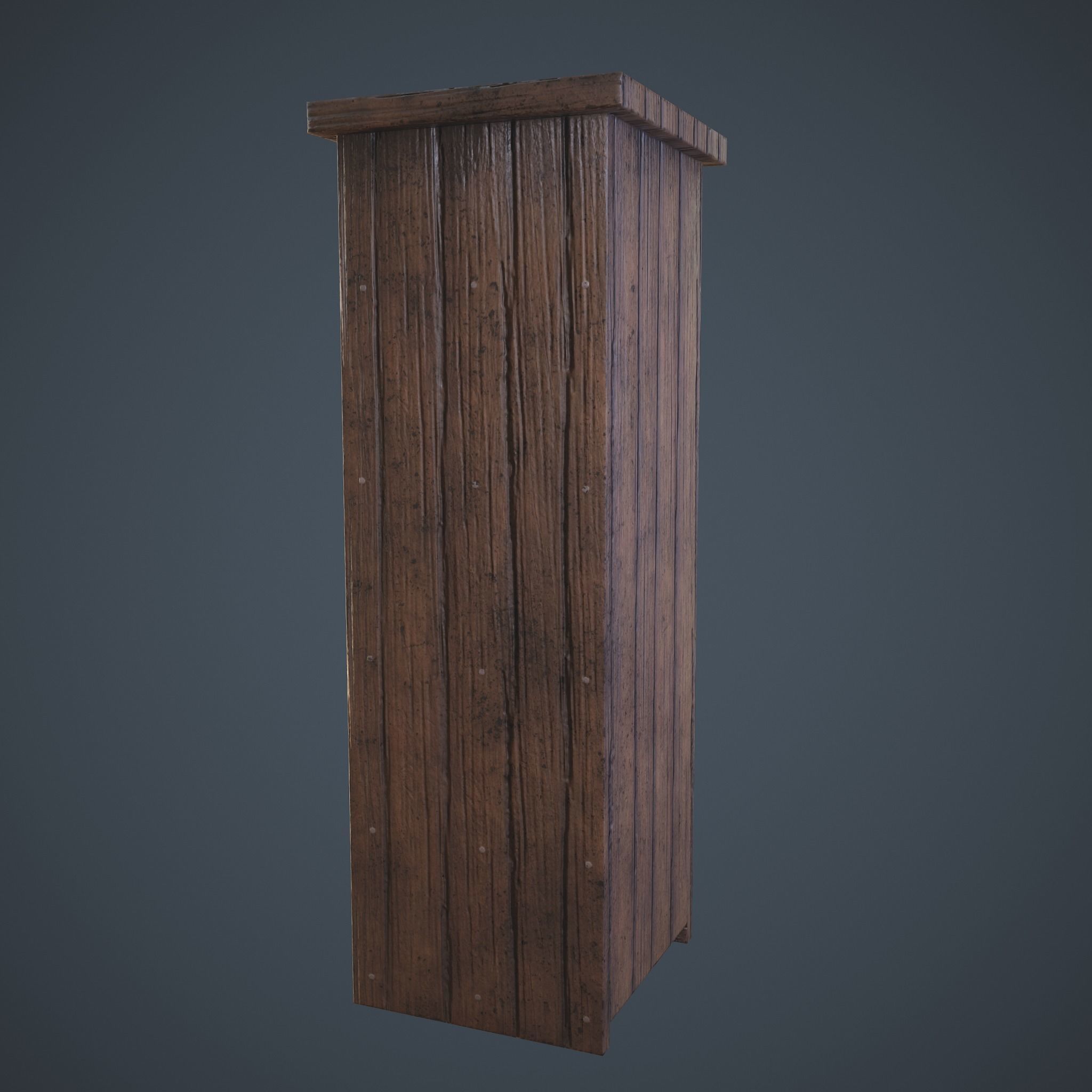 Medieval Tall Shelf Low-poly 3D model_7