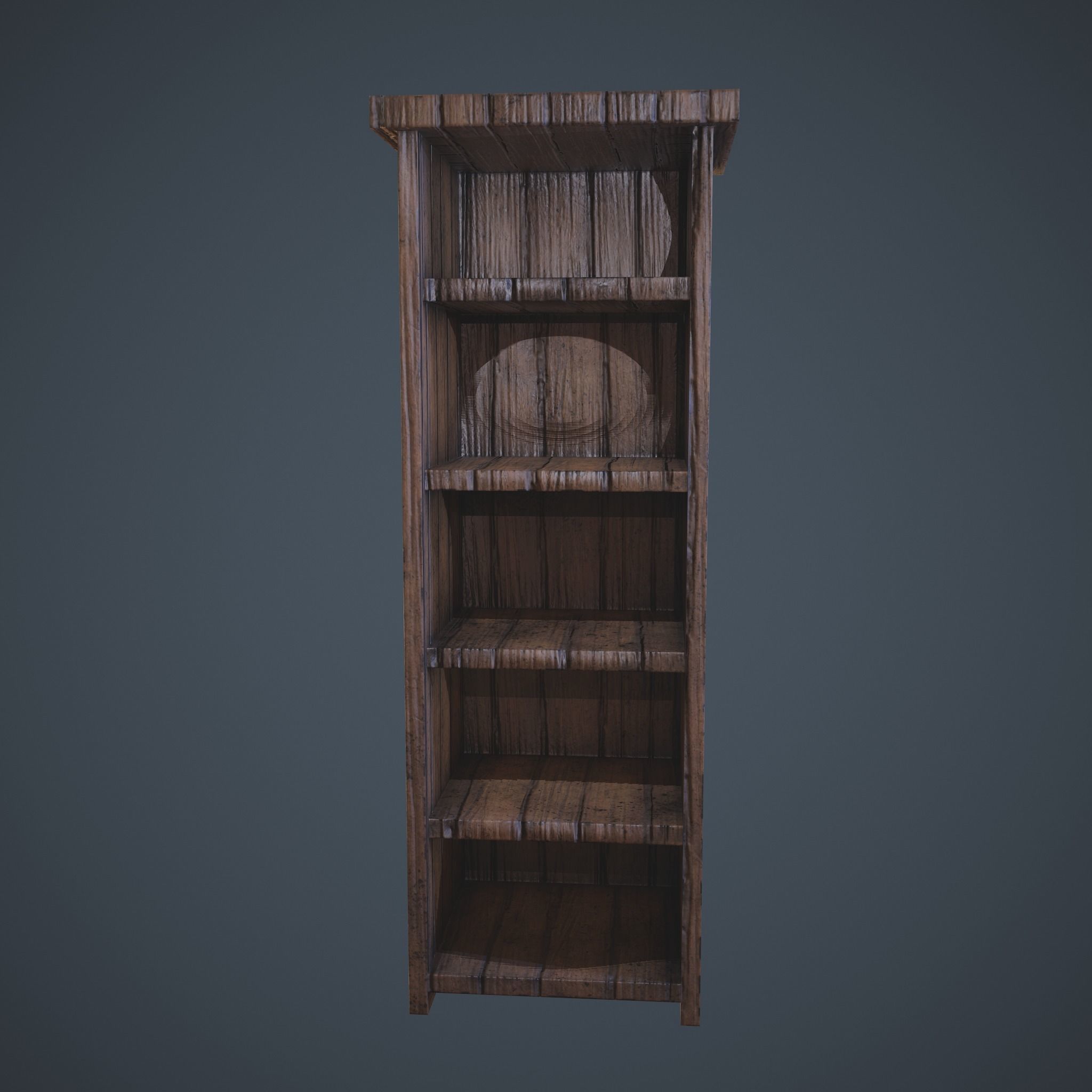Medieval Tall Shelf Low-poly 3D model_10