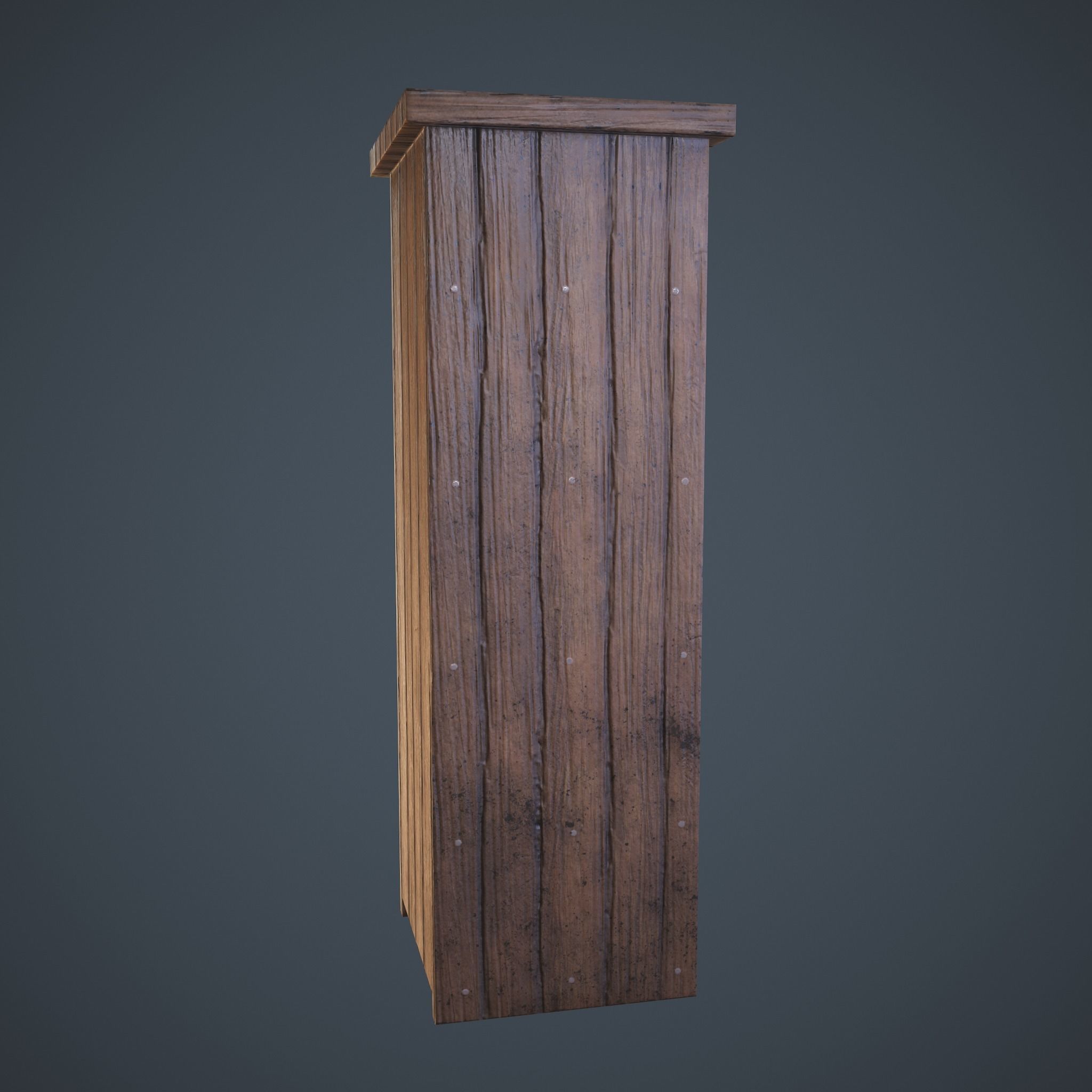 Medieval Tall Shelf Low-poly 3D model_3