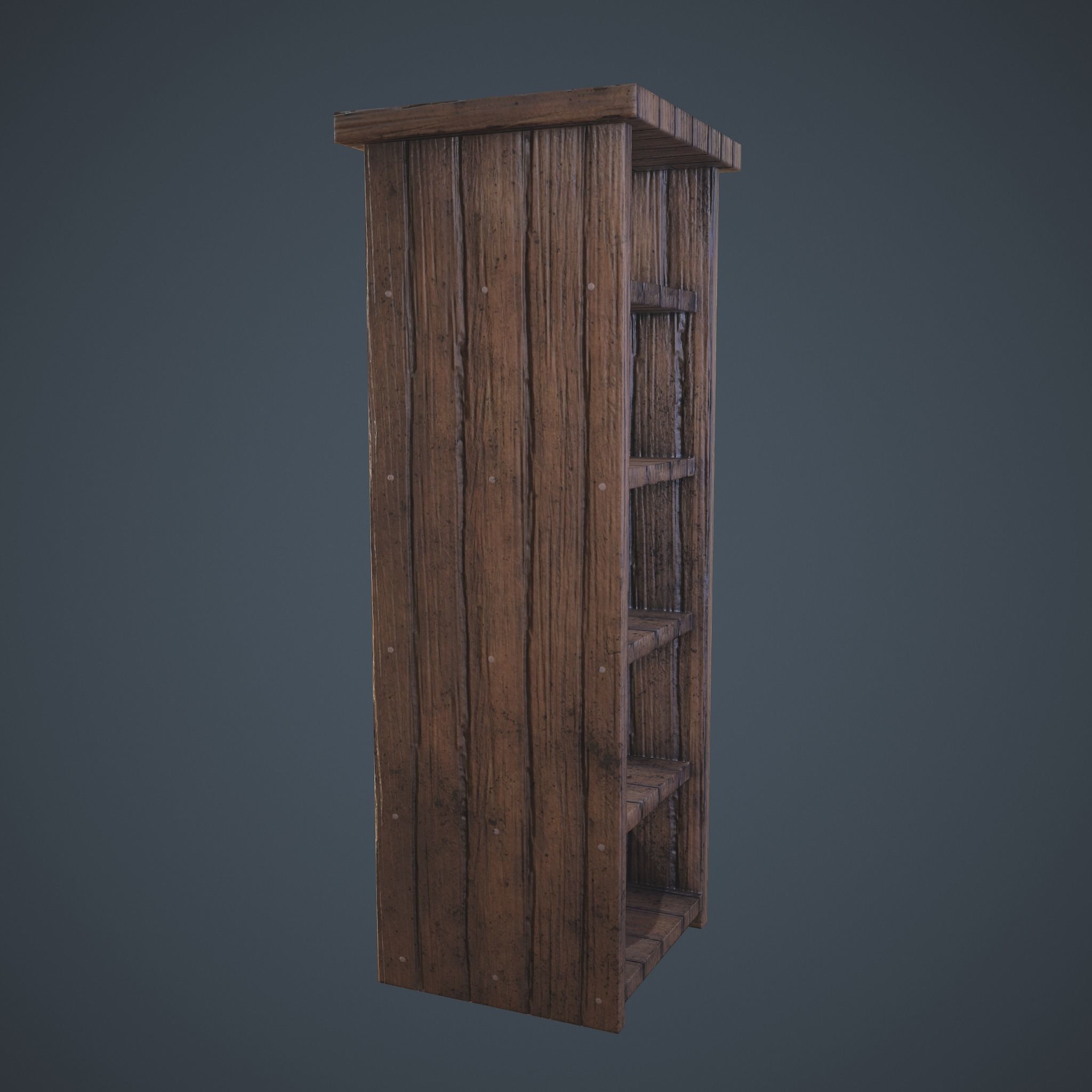 Medieval Tall Shelf Low-poly 3D model_2