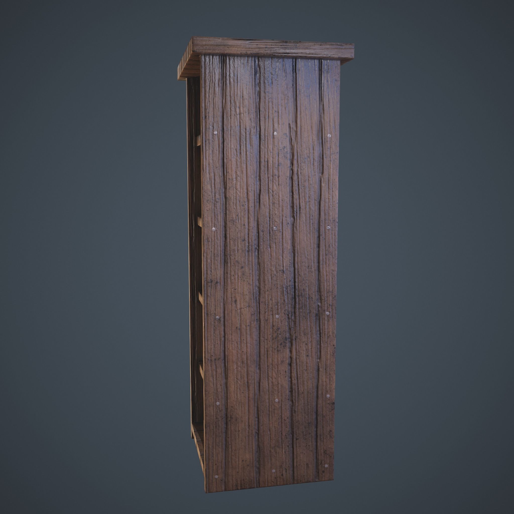 Medieval Tall Shelf Low-poly 3D model_8