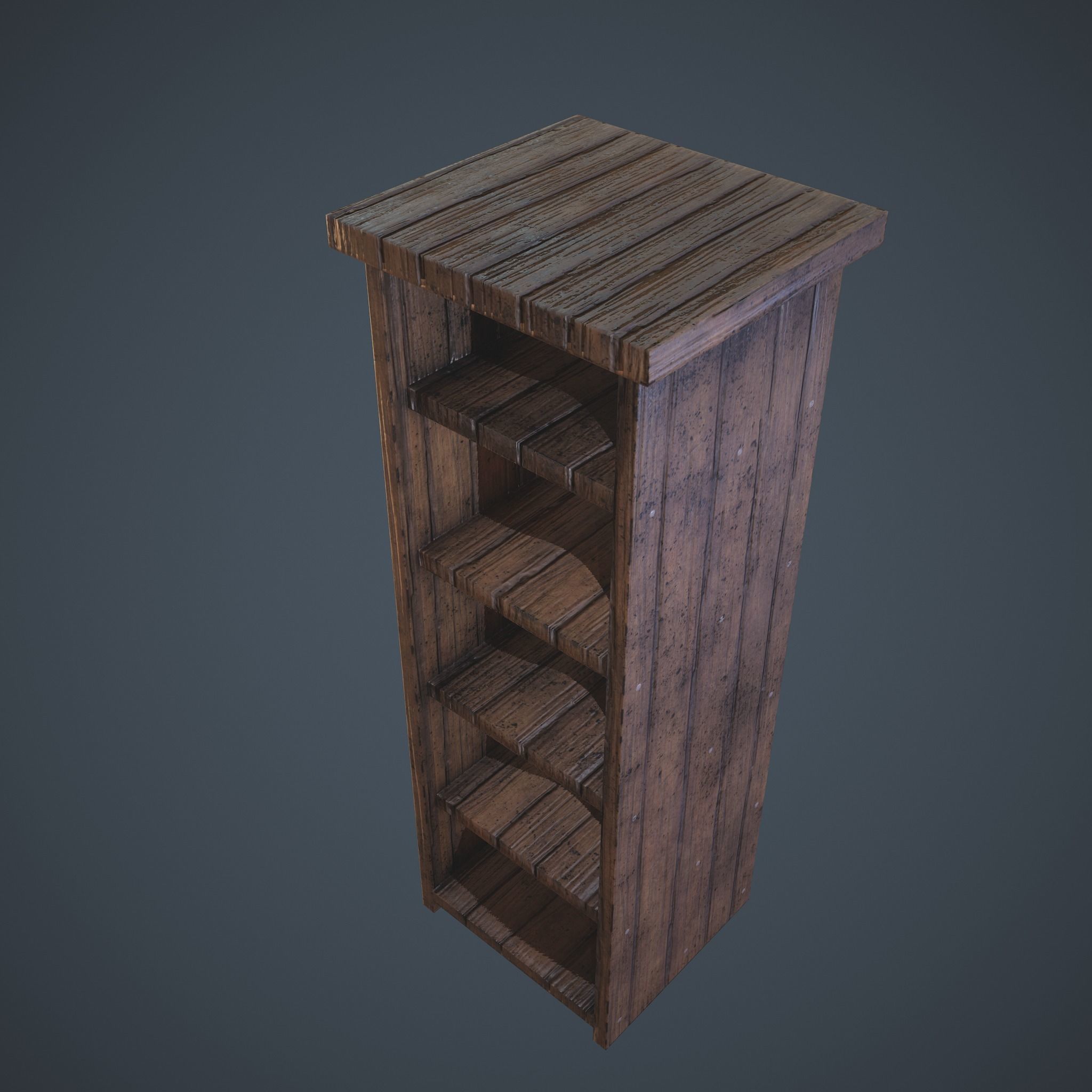 Medieval Tall Shelf Low-poly 3D model_15