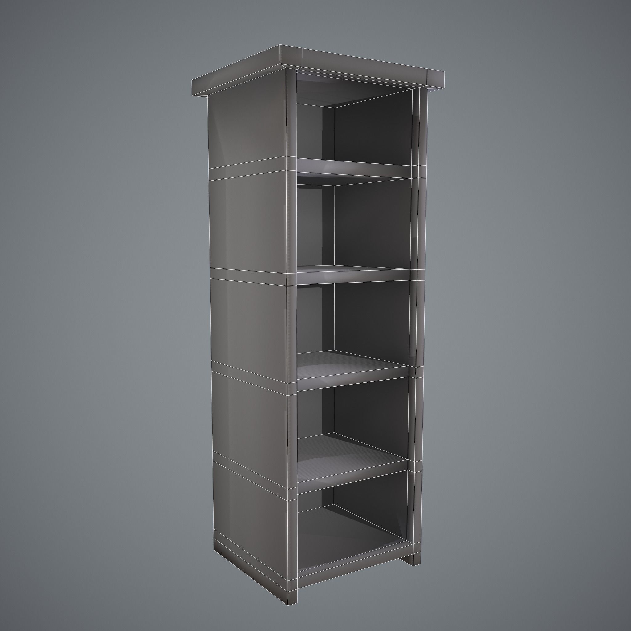 Medieval Tall Shelf Low-poly 3D model_20