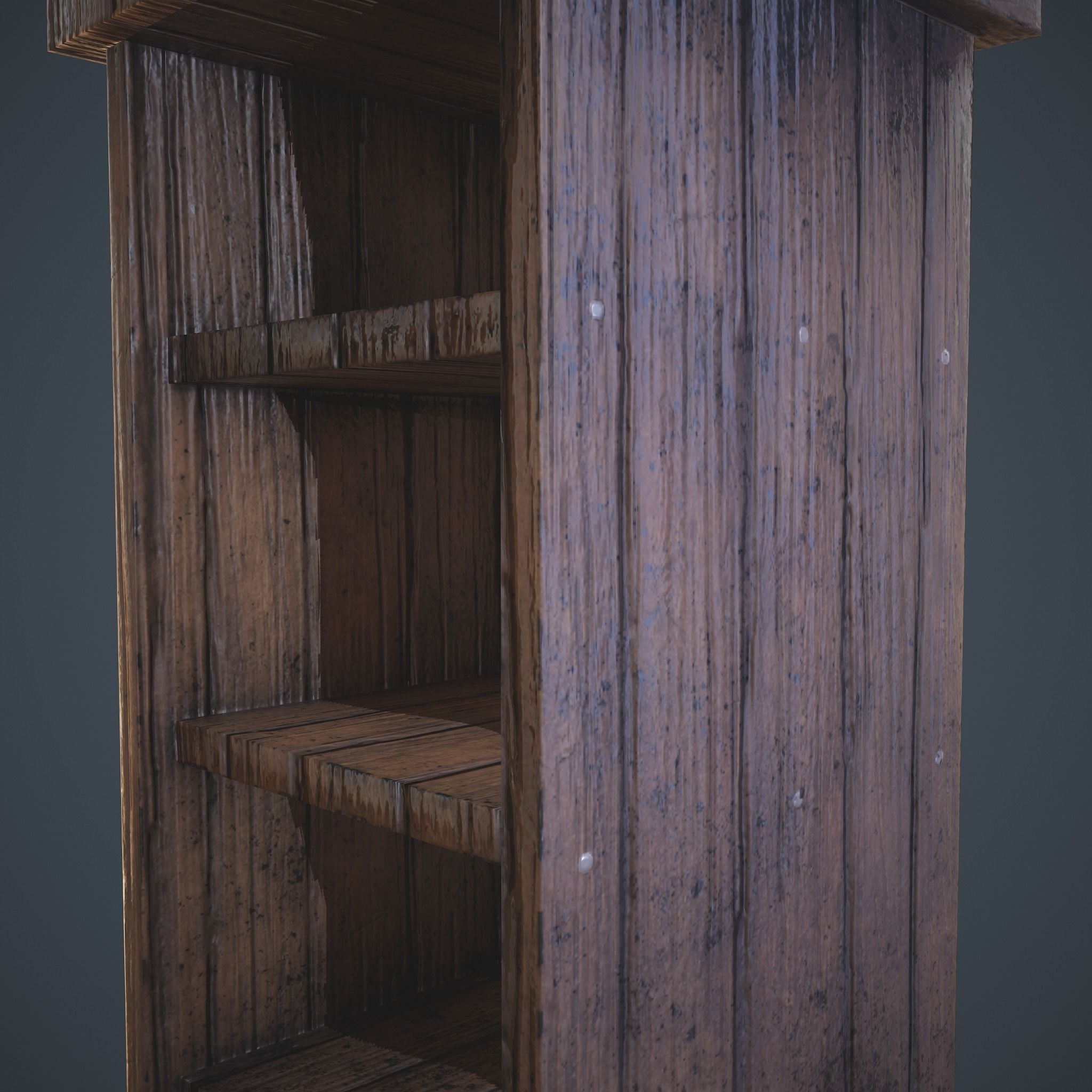 Medieval Tall Shelf Low-poly 3D model_18
