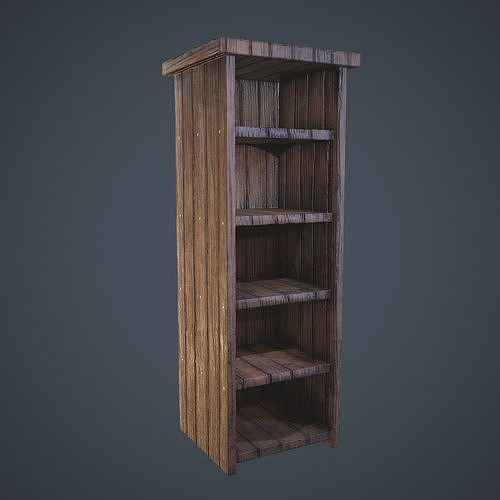 Medieval Tall Shelf Low-poly 3D model