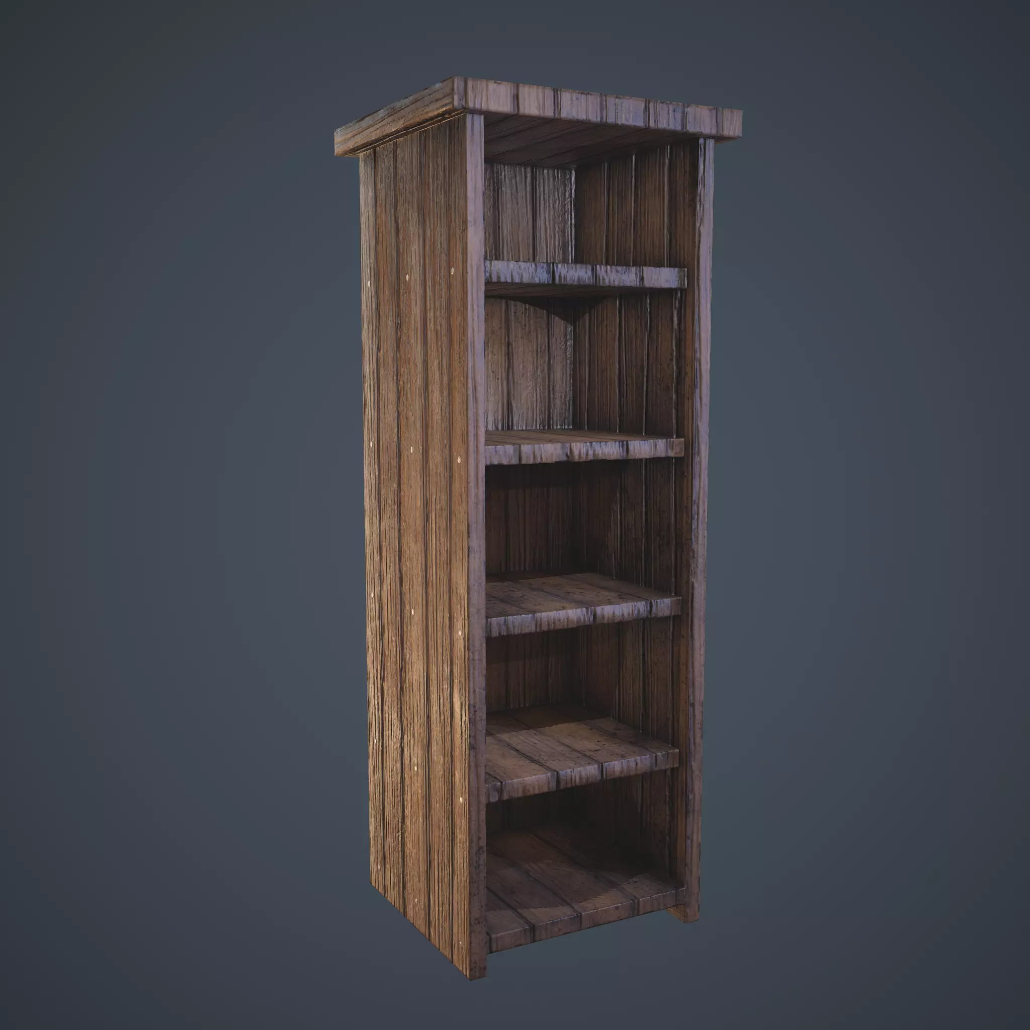 Medieval Tall Shelf Low-poly 3D model_0