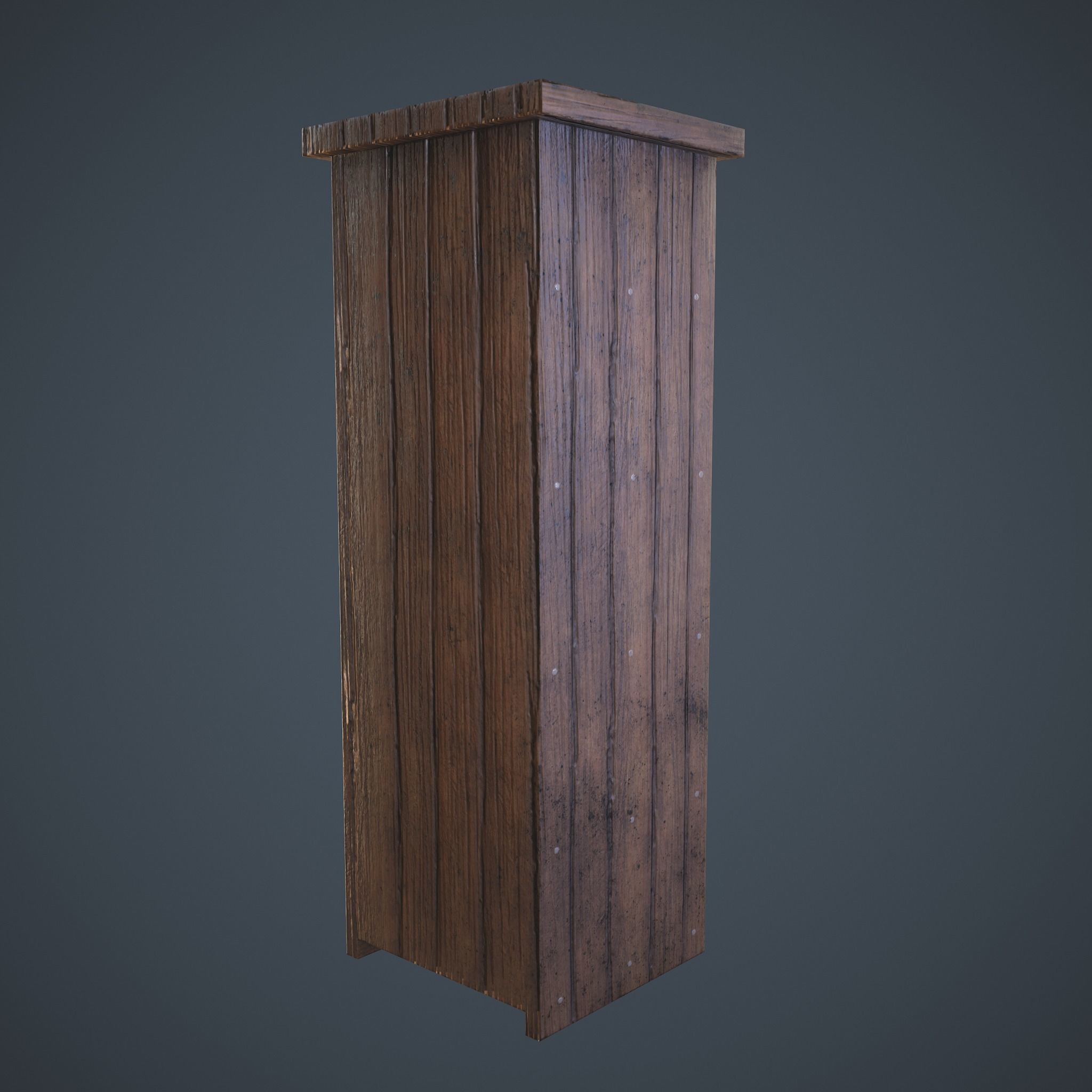 Medieval Tall Shelf Low-poly 3D model_4