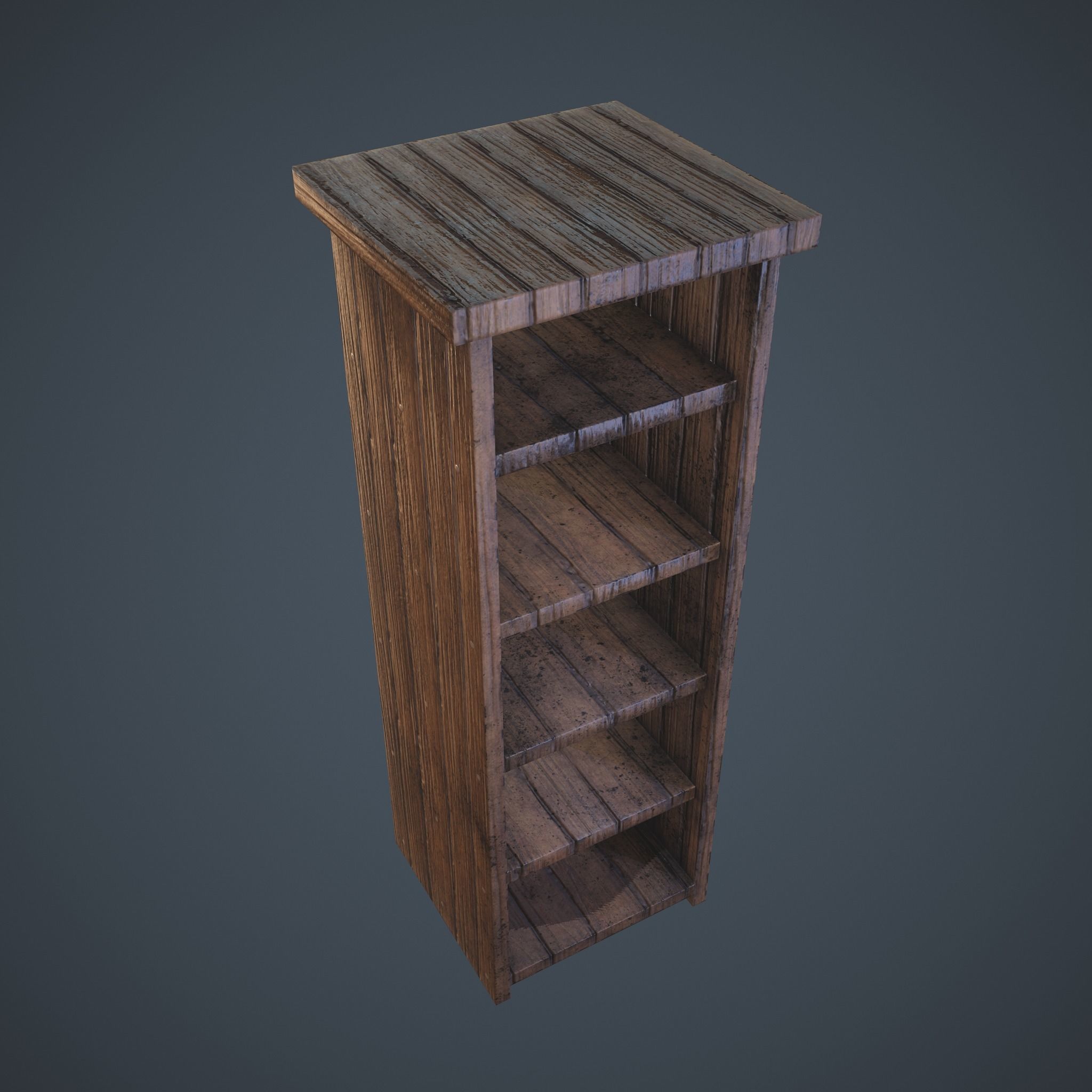 Medieval Tall Shelf Low-poly 3D model_11