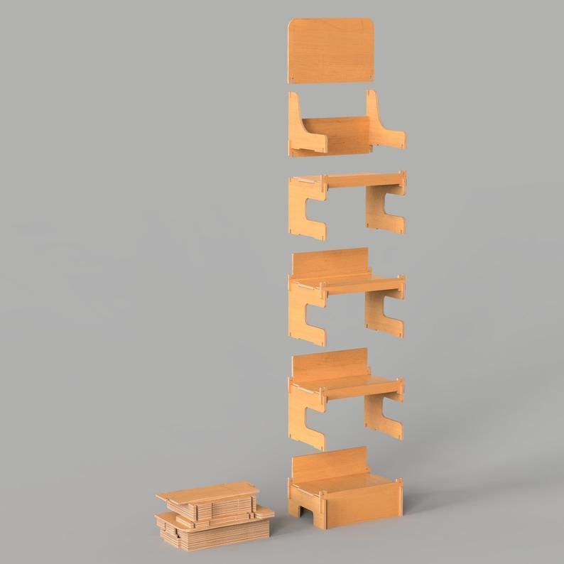 Shelf Stand H155 x W48 x D38 cm Plywood Furniture CNC  3D model_3