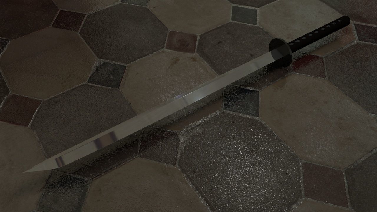 Katana Model Samurai Sword High Definition HD Textured 3D model_4