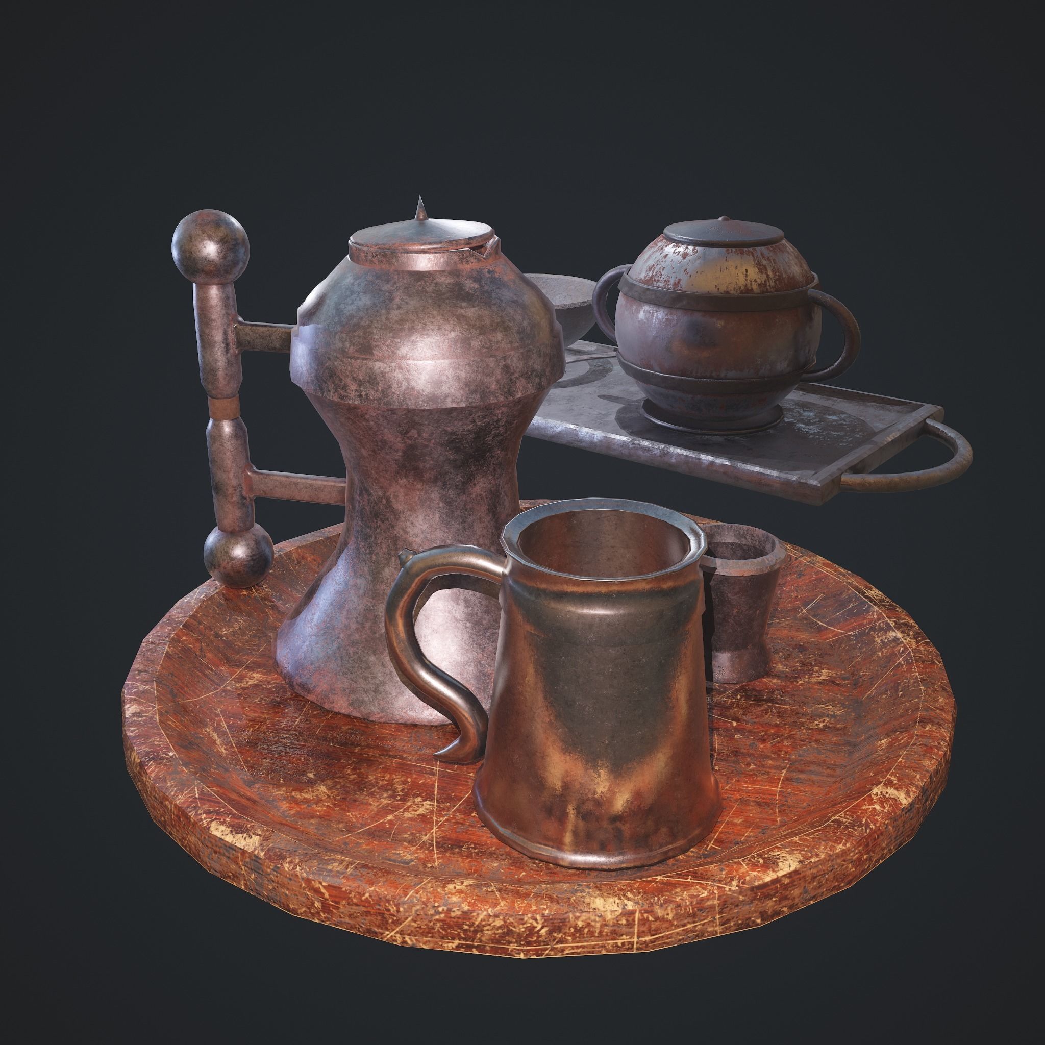 Medieval Tavern Dish Set 3D Model Collection_11