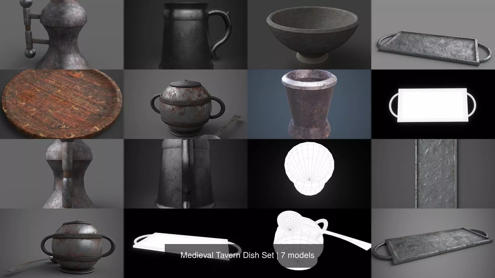 Medieval Tavern Dish Set 3D Model Collection_8
