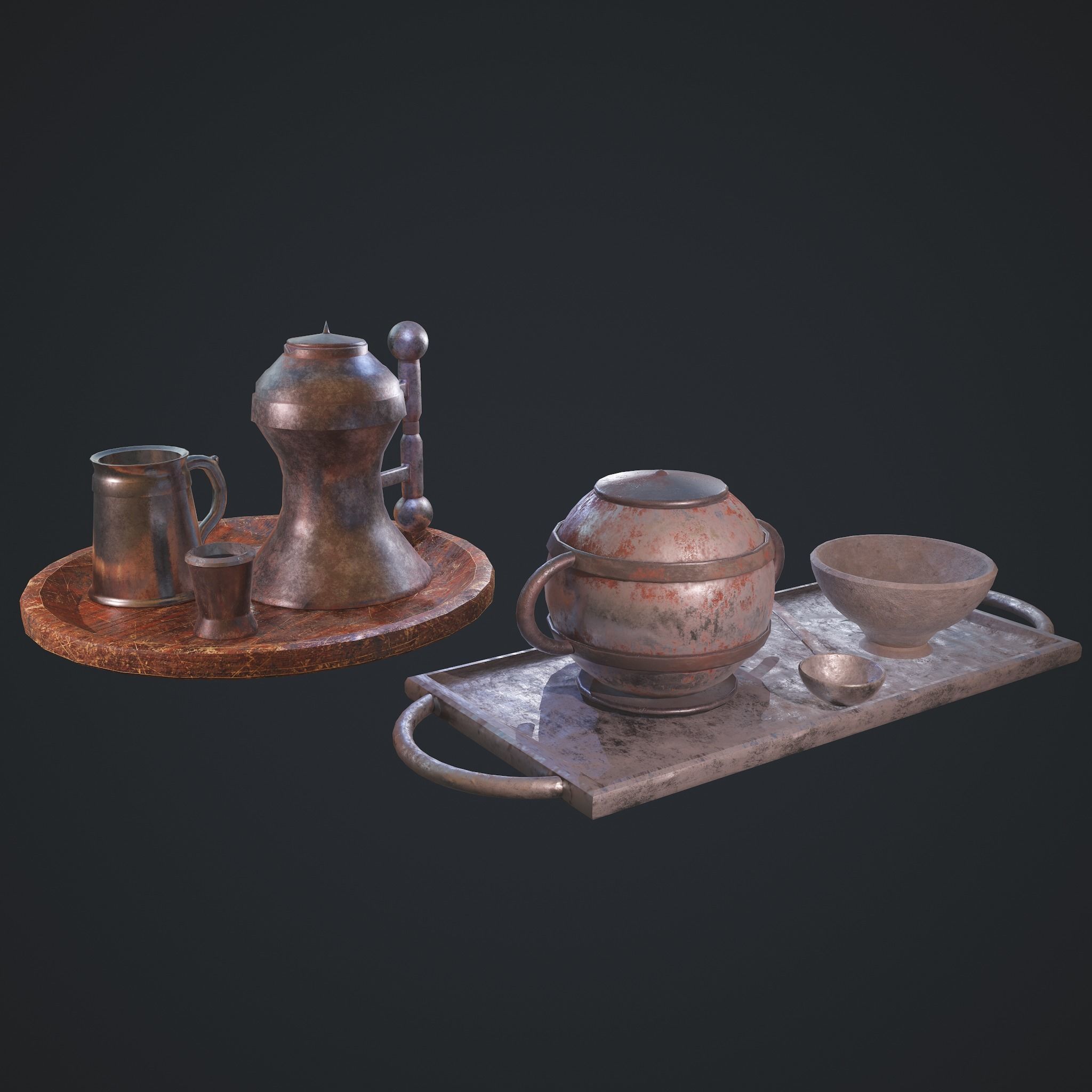 Medieval Tavern Dish Set 3D Model Collection_10