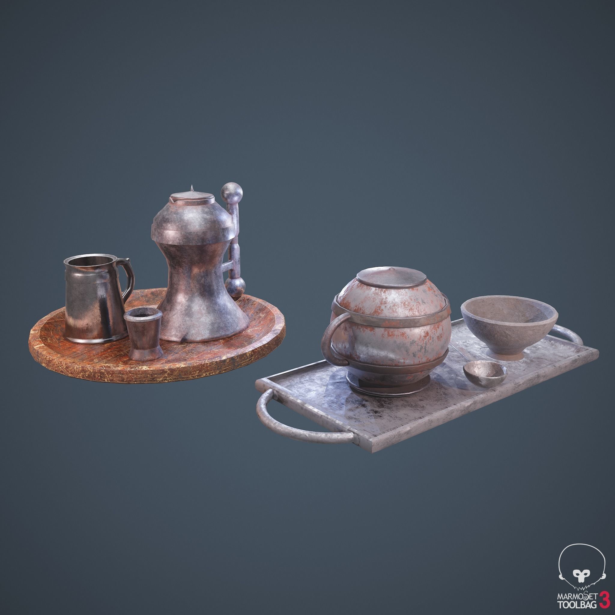Medieval Tavern Dish Set 3D Model Collection_28