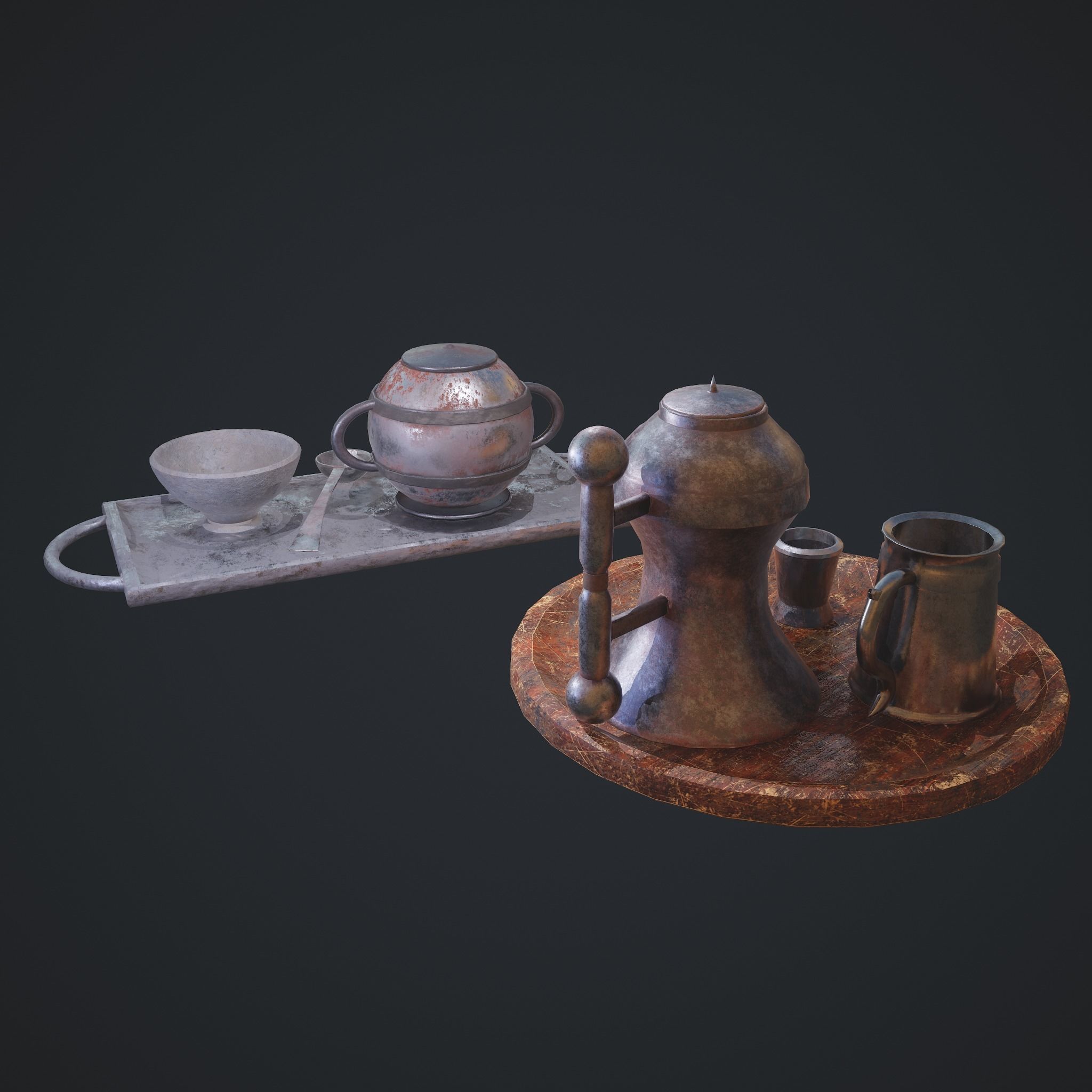 Medieval Tavern Dish Set 3D Model Collection_12