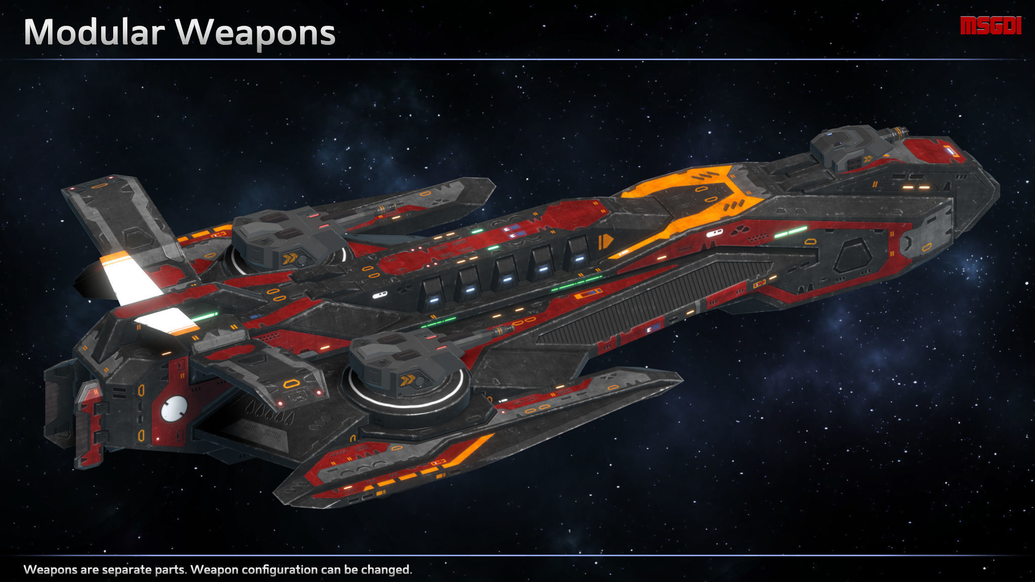 Spaceship Frigate Lavablade Low-poly 3D model_3