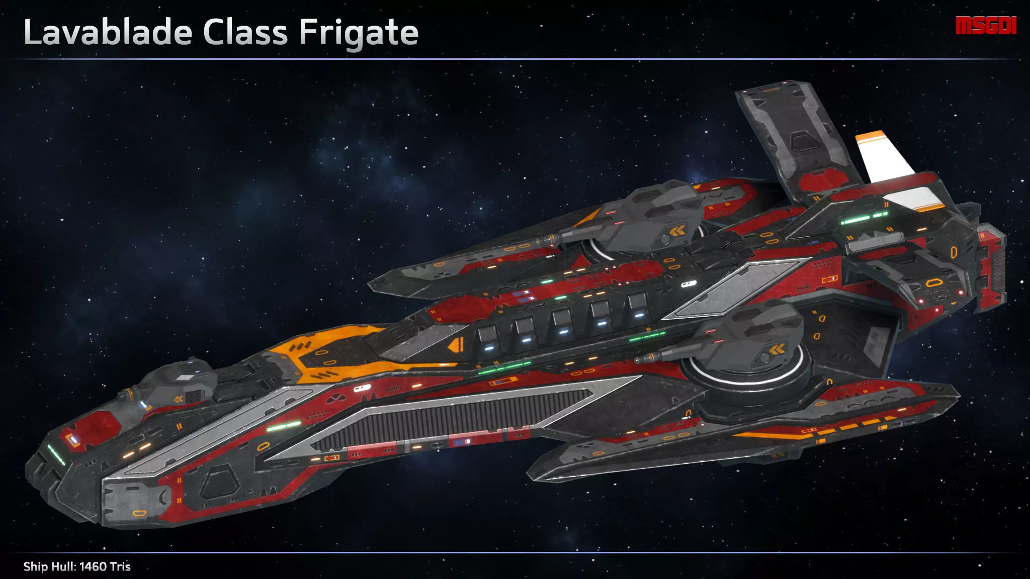 Spaceship Frigate Lavablade Low-poly 3D model_0