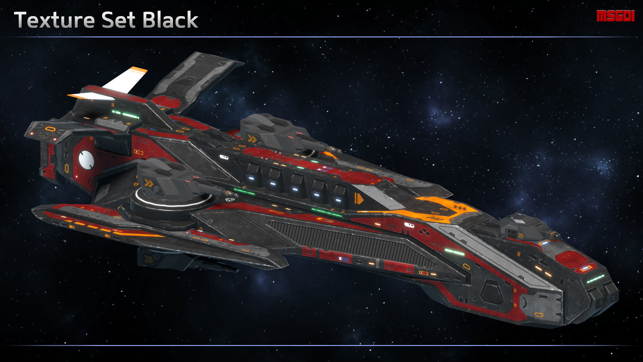 Spaceship Frigate Lavablade Low-poly 3D model_5