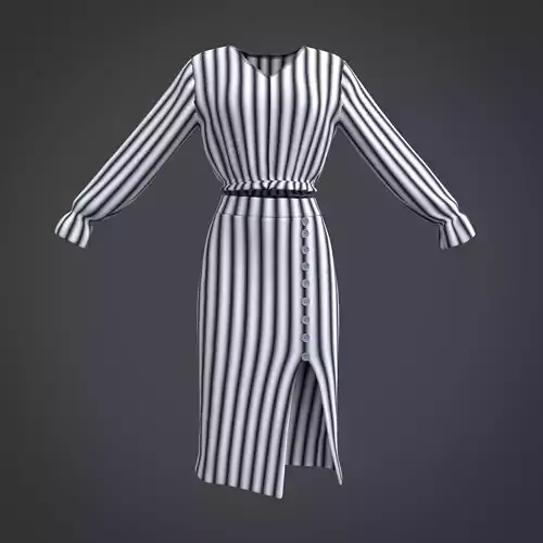 DRESS - Ruffled blouse and slit pencil skirt