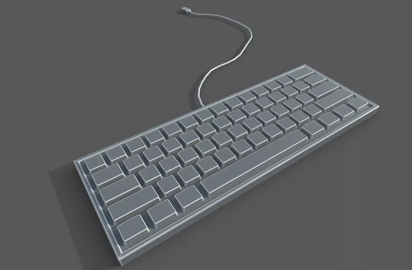empty computer keyboard Low-poly 3D model_0