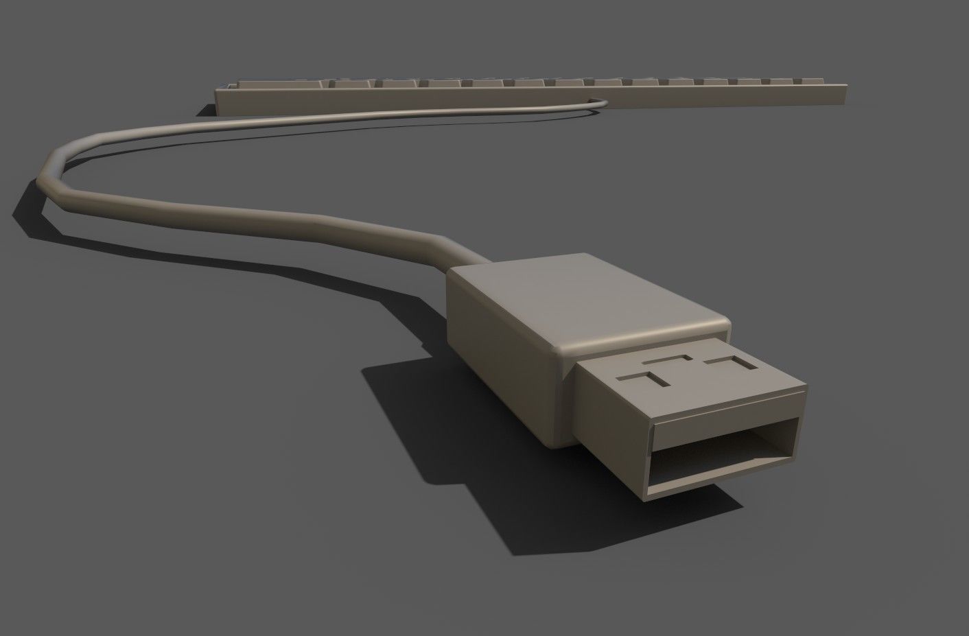 empty computer keyboard Low-poly 3D model_1