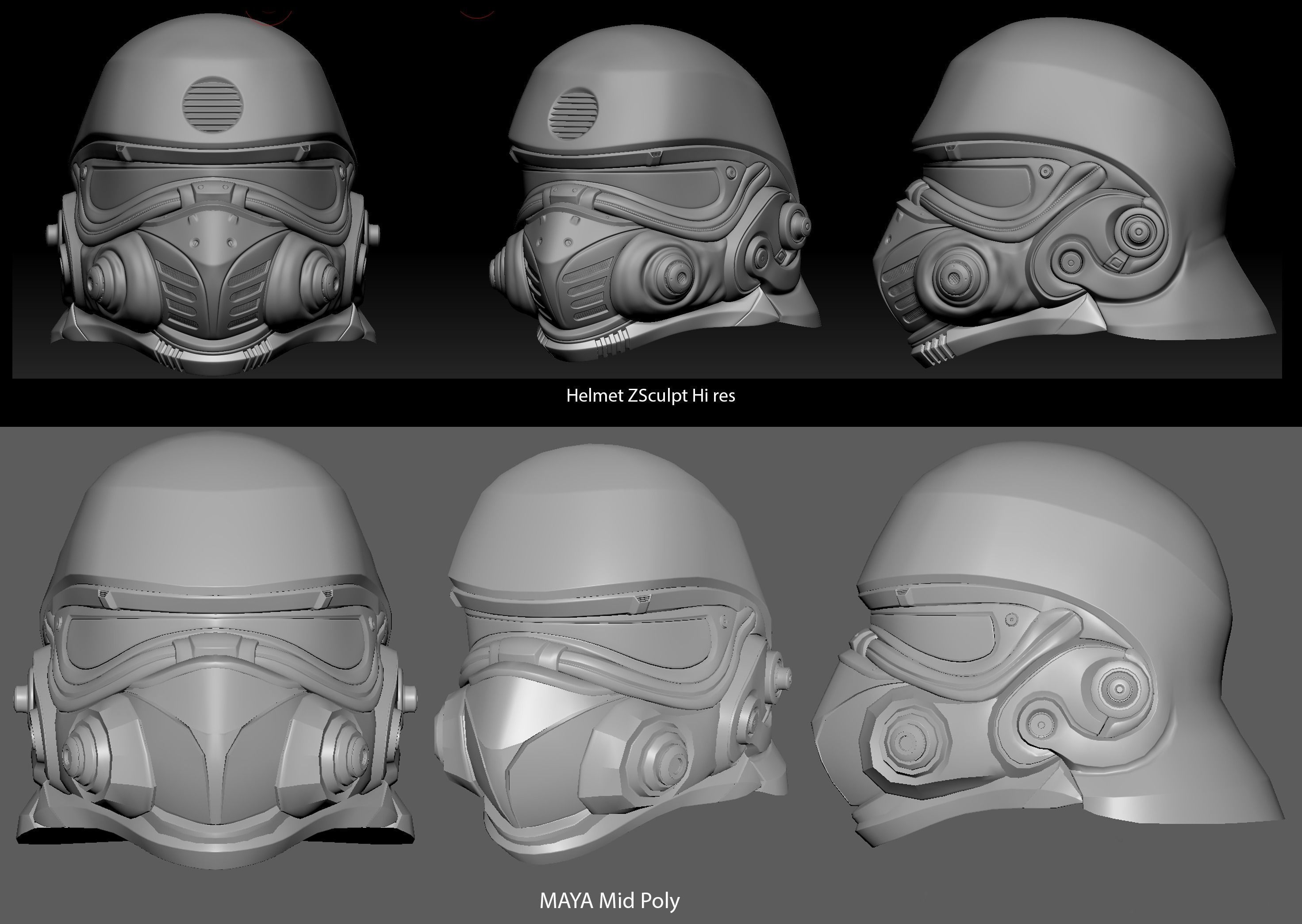 SciFi Helmet Low-poly 3D model_1