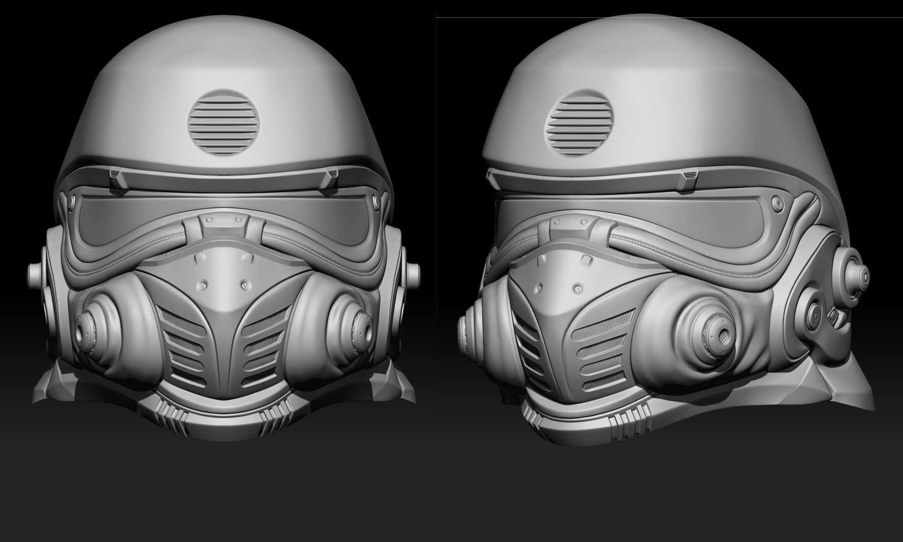 SciFi Helmet Low-poly 3D model_3