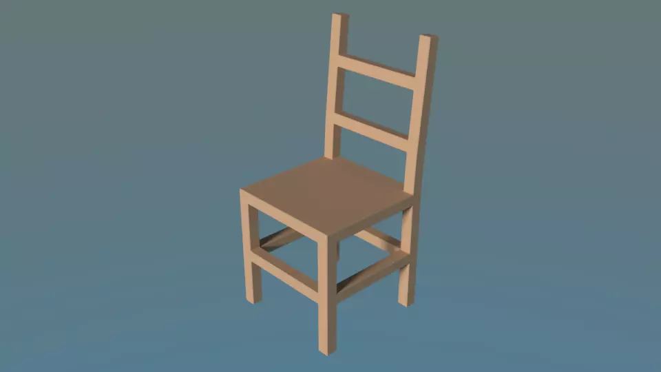 3d Chair wooden Free 3D model_0
