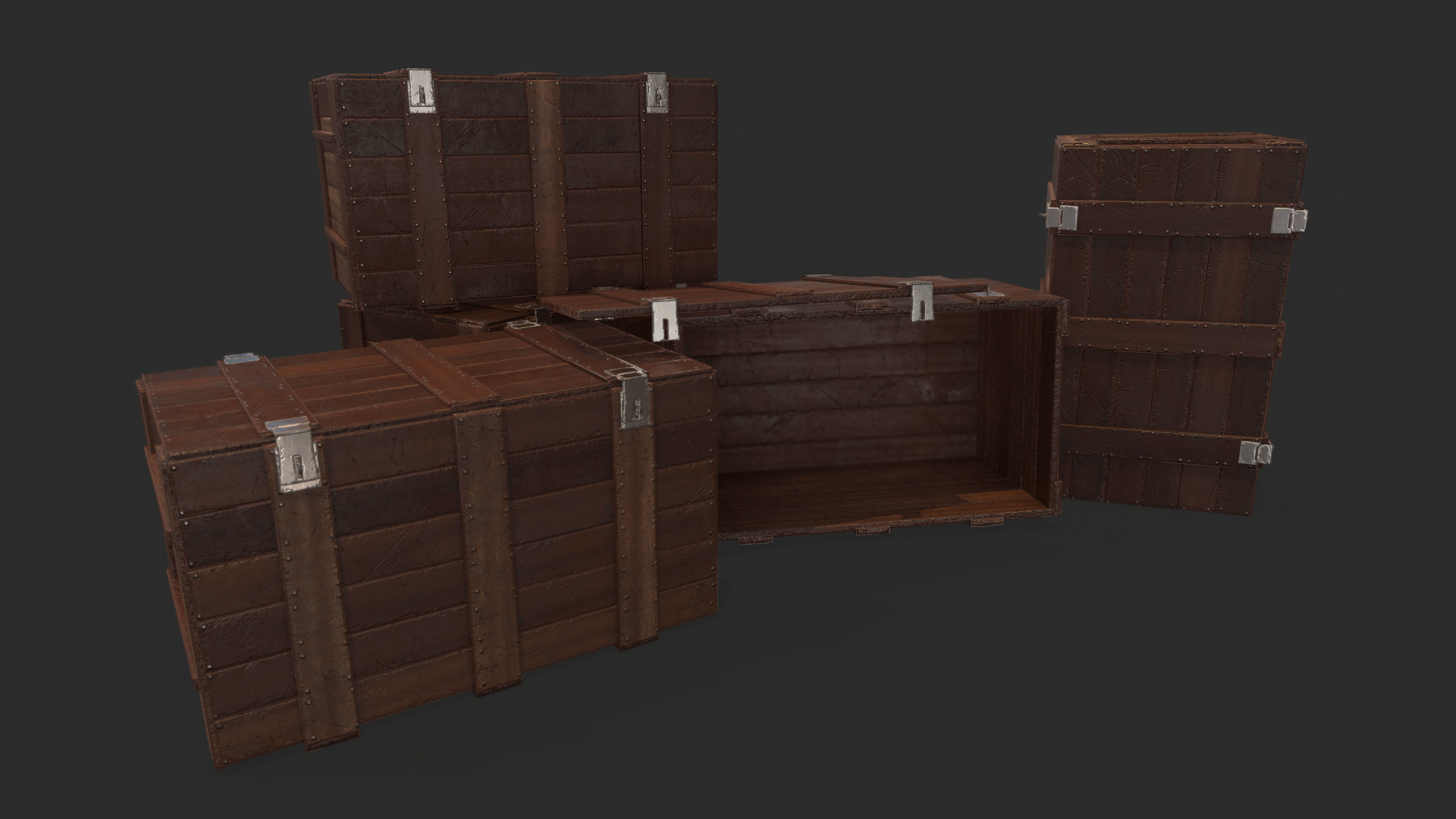 wooden crate  Low-poly 3D model_3