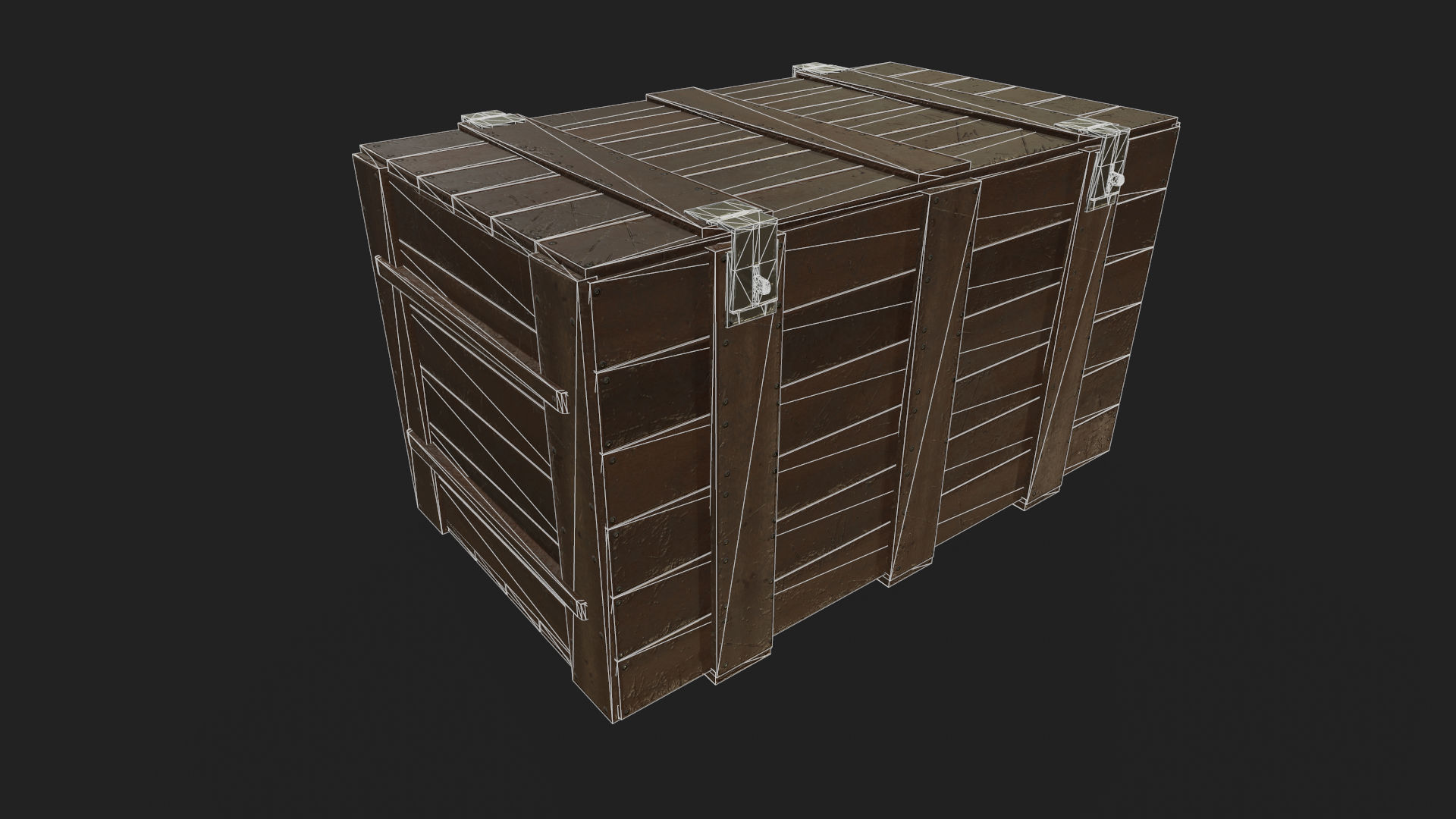wooden crate  Low-poly 3D model_4