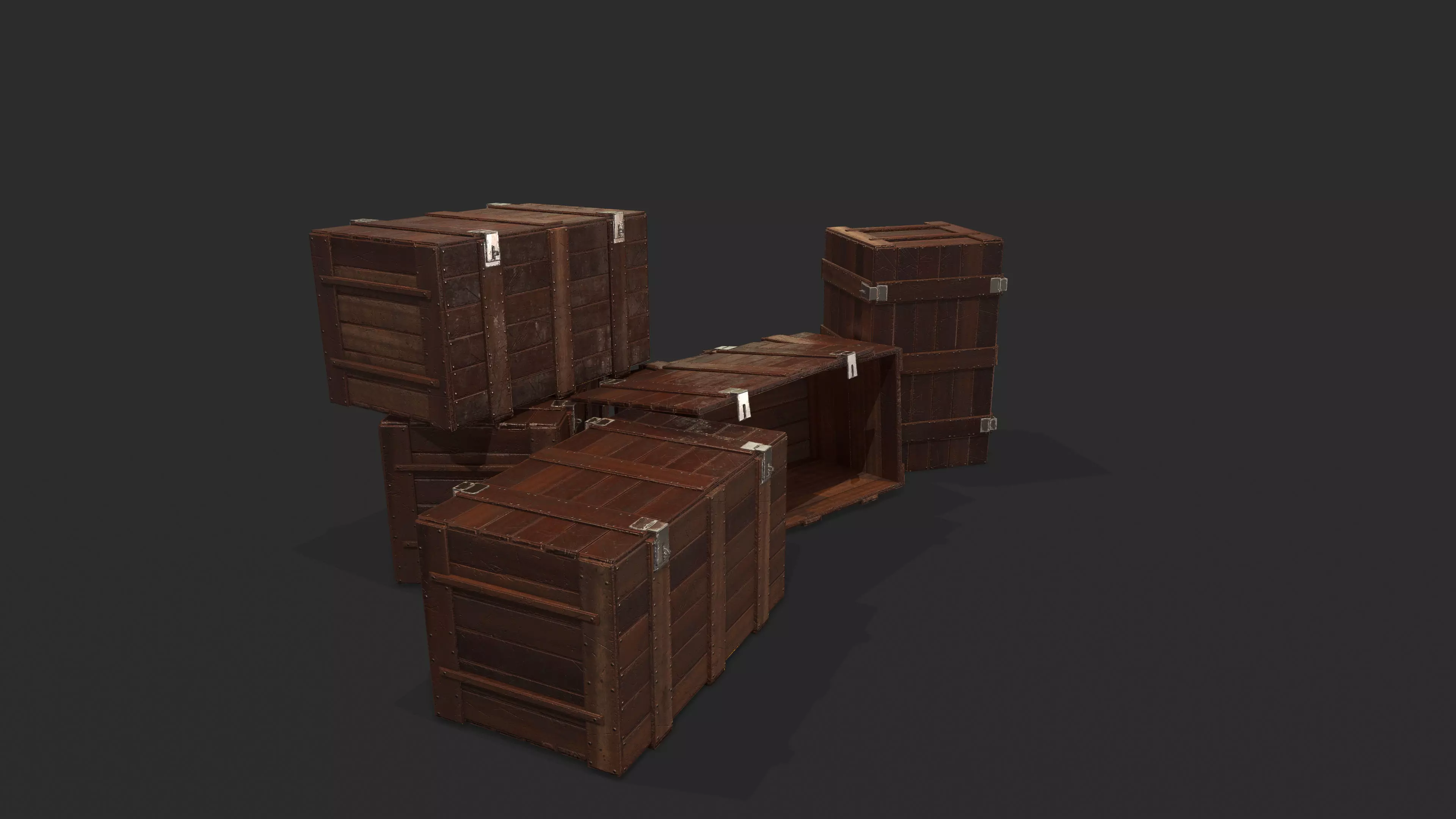 wooden crate  Low-poly 3D model_0