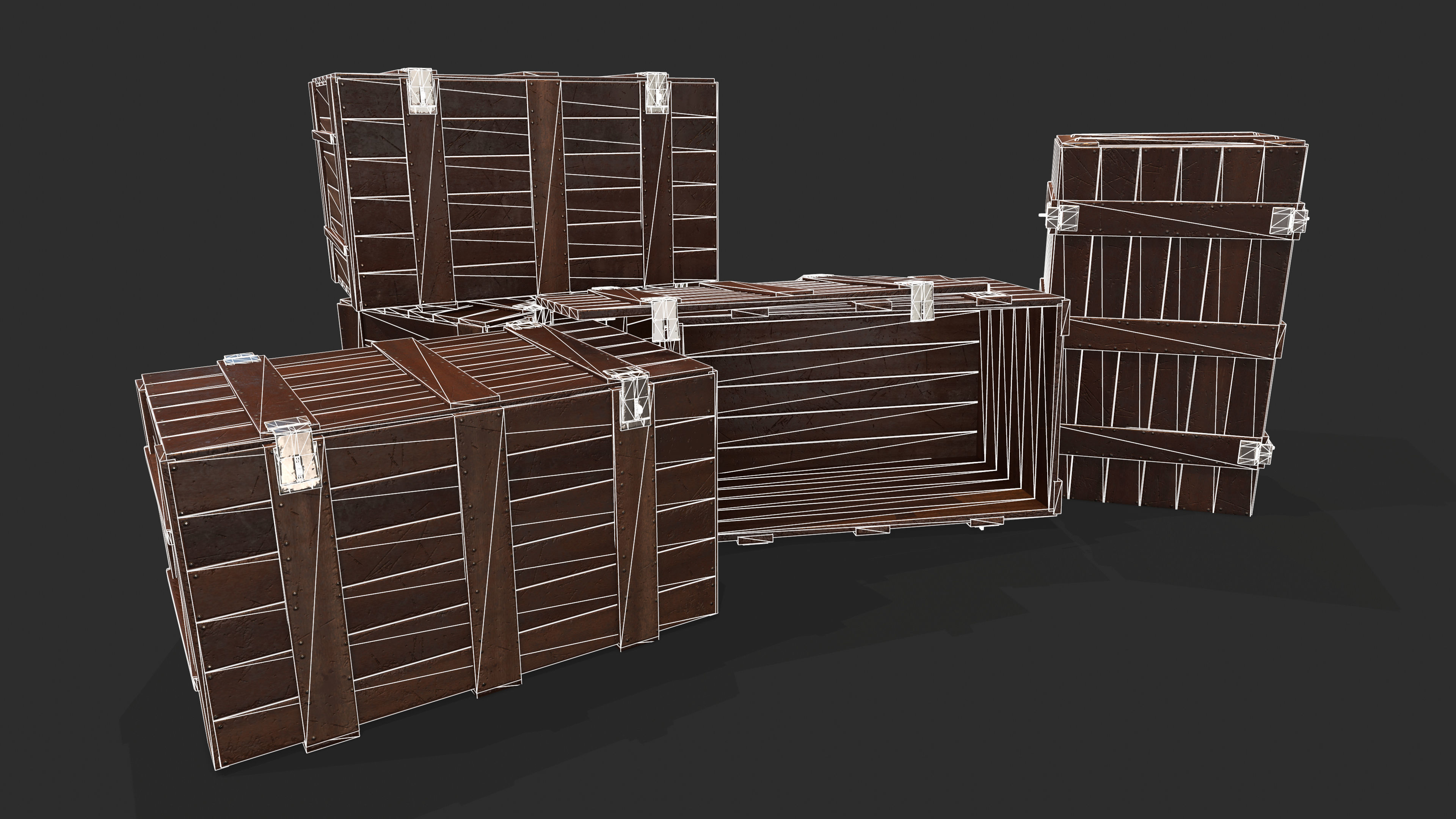 wooden crate  Low-poly 3D model_2