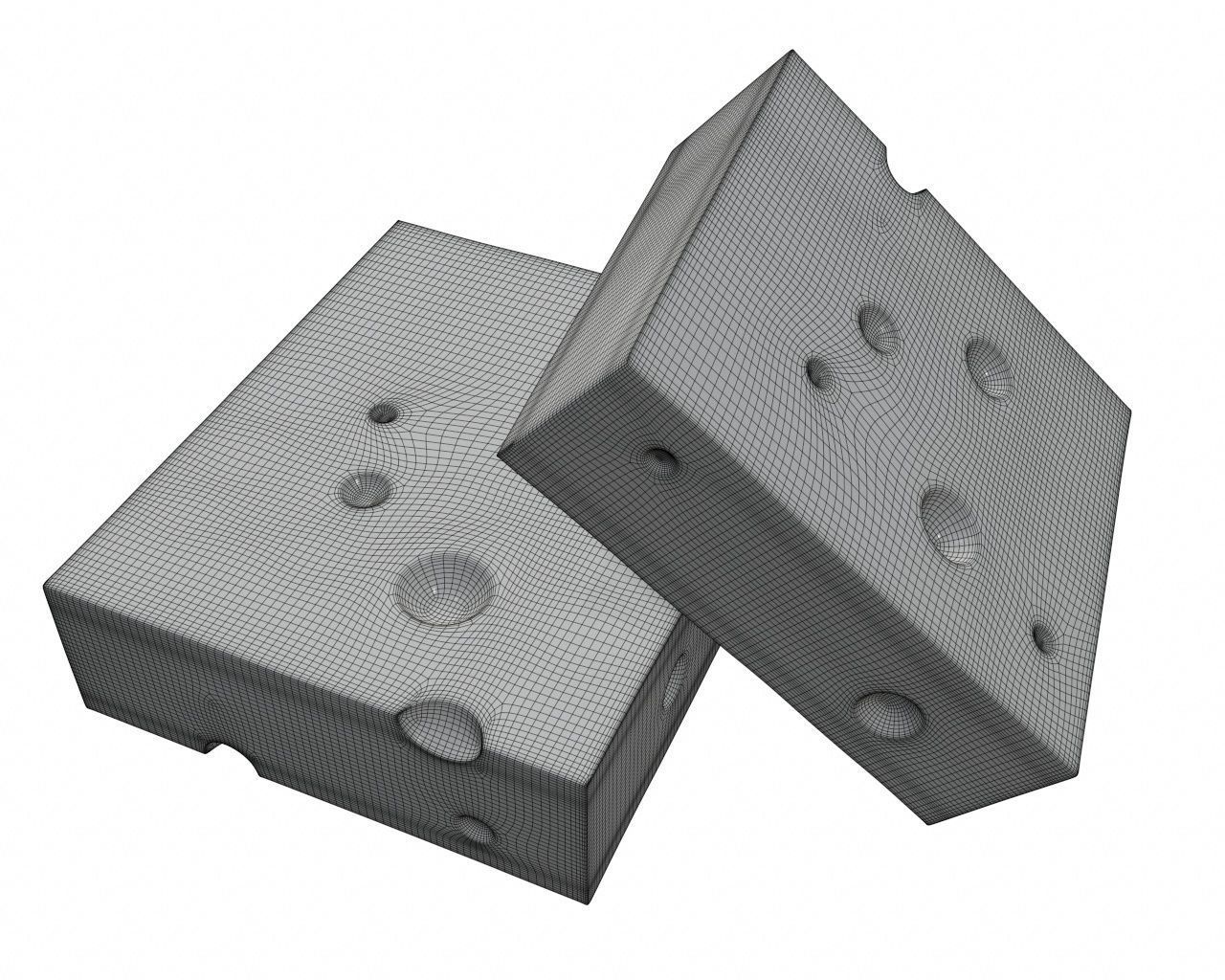 Cheese square 3D model_5