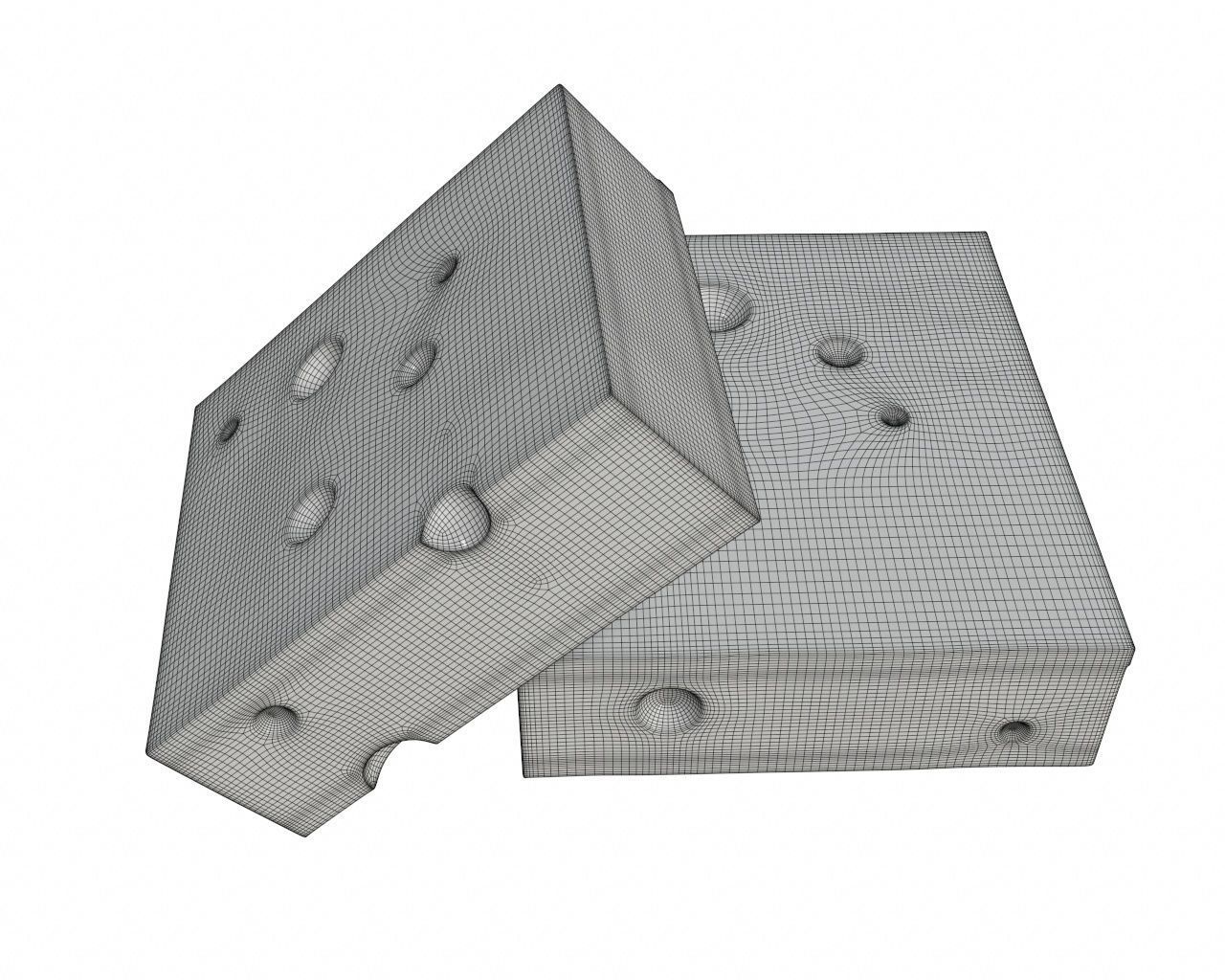 Cheese square 3D model_6