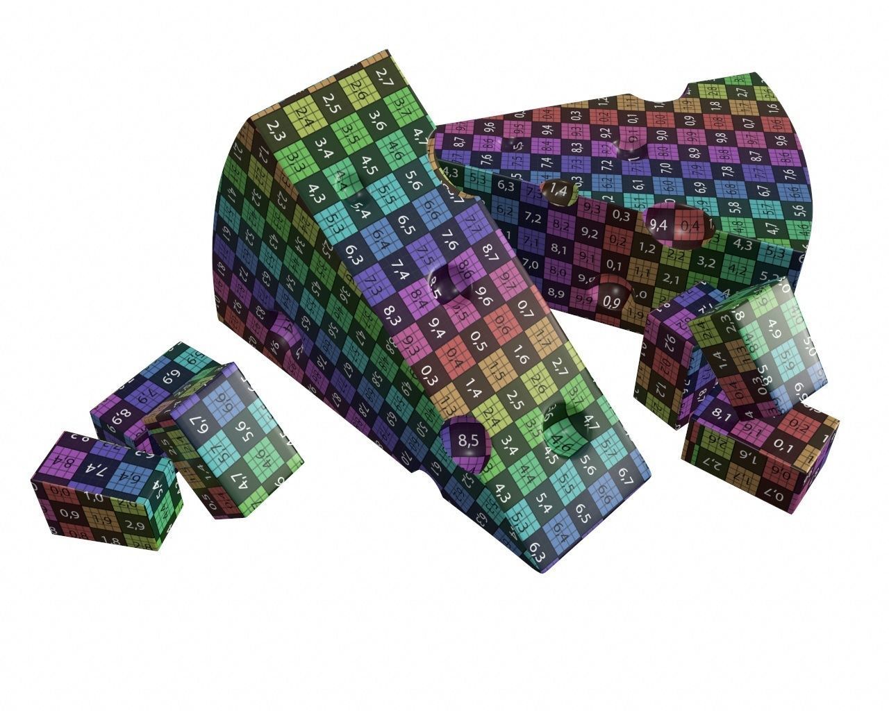 Cheese triangle with square slices 3D model_7