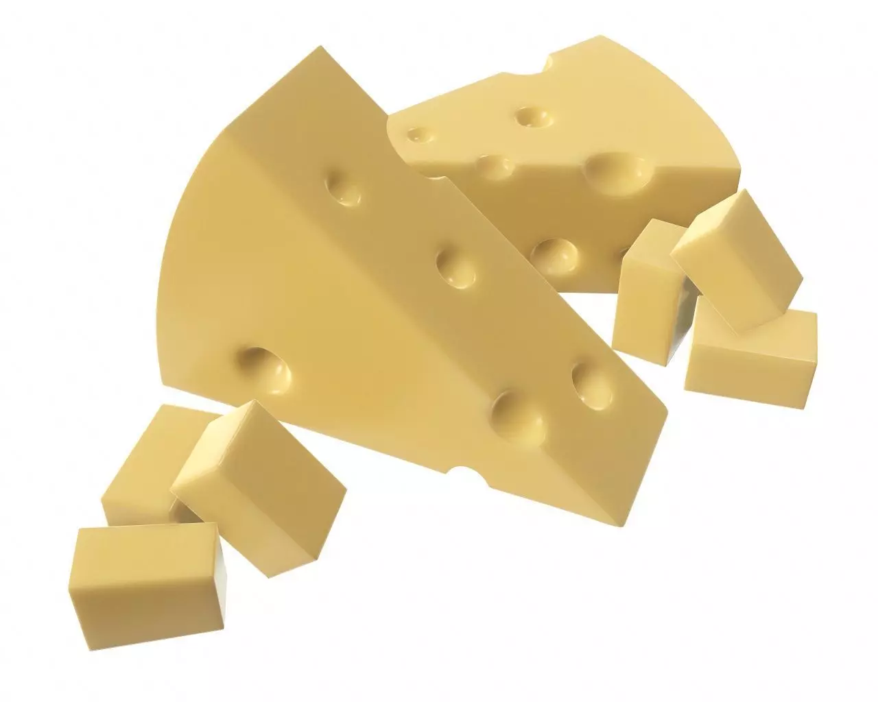 Cheese triangle with square slices 3D model_0