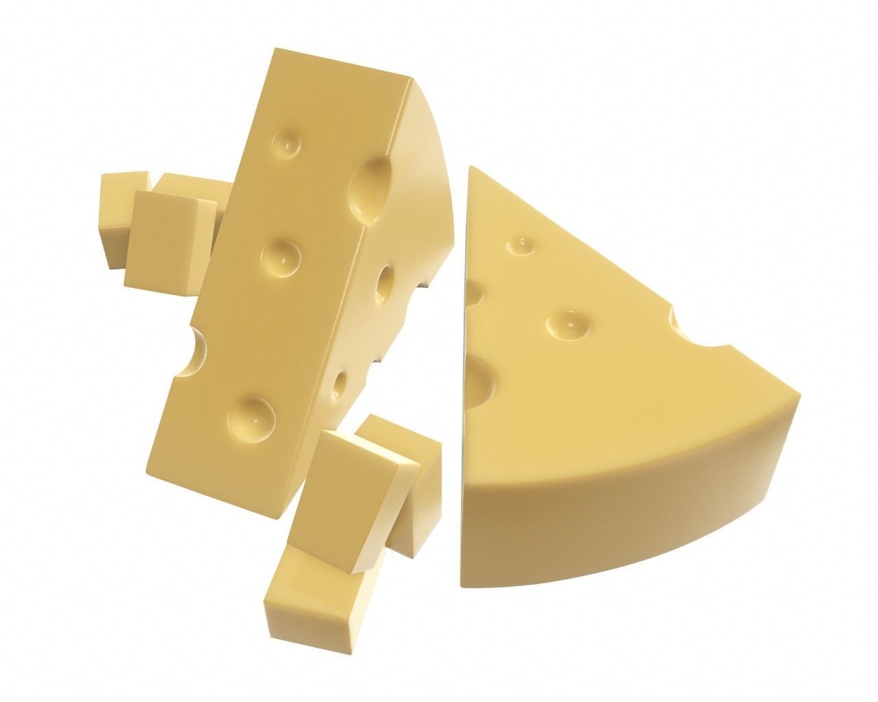 Cheese triangle with square slices 3D model_2